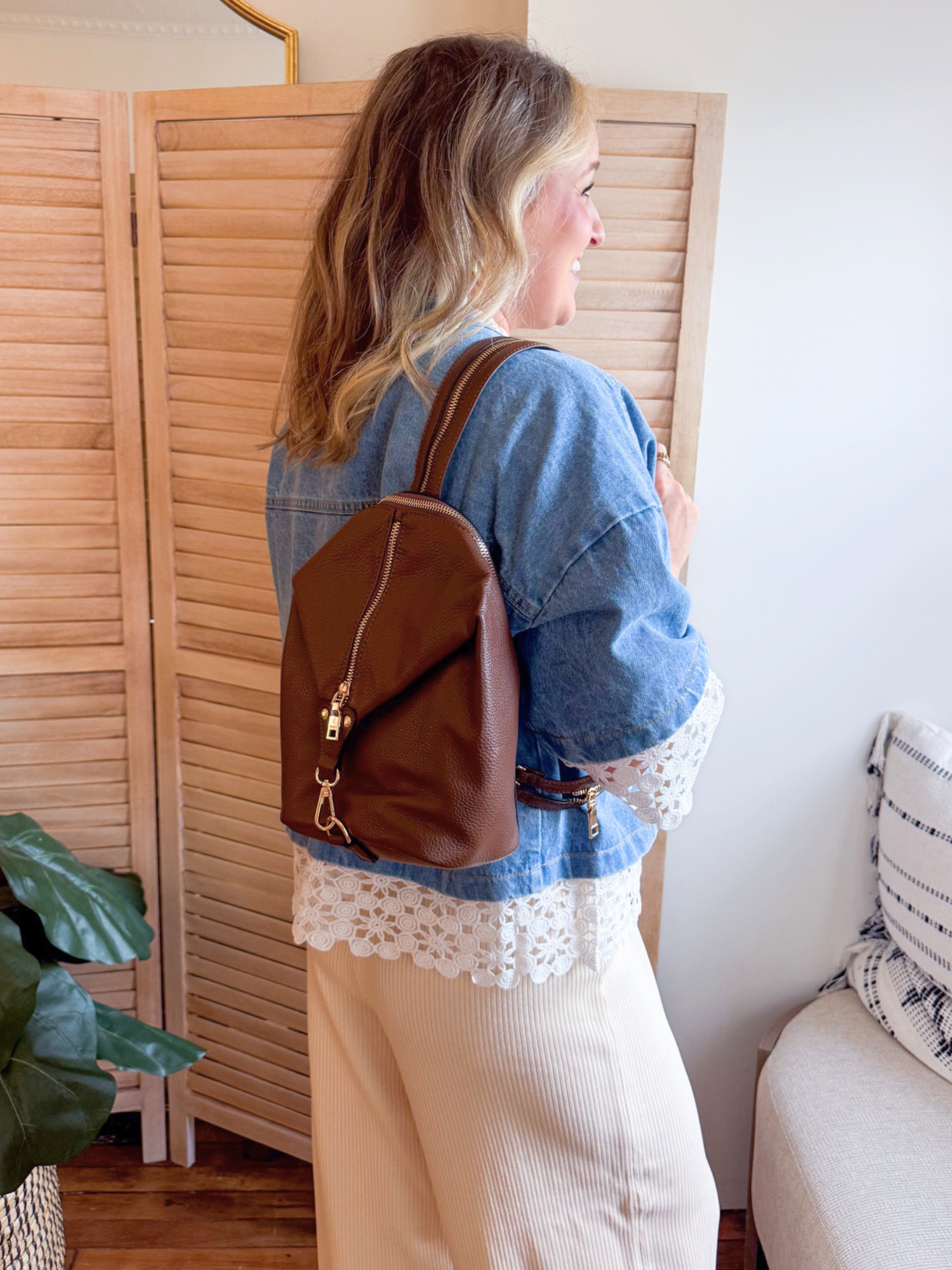 Linnette Foldover Clasp Backpack - Chocolate Brown - The Collective Rose