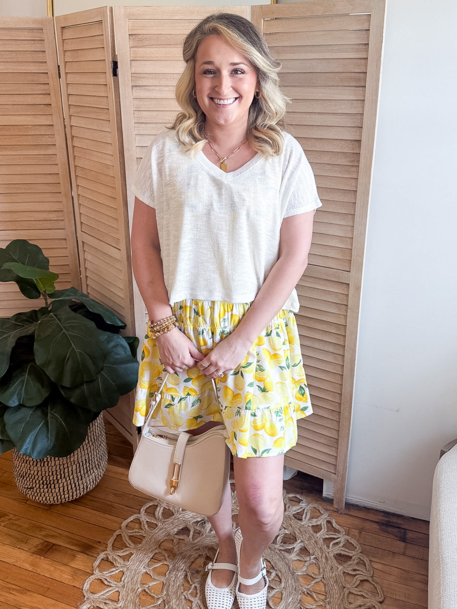 Lemon Smocked Waist Mini Dress - The Collective Rose