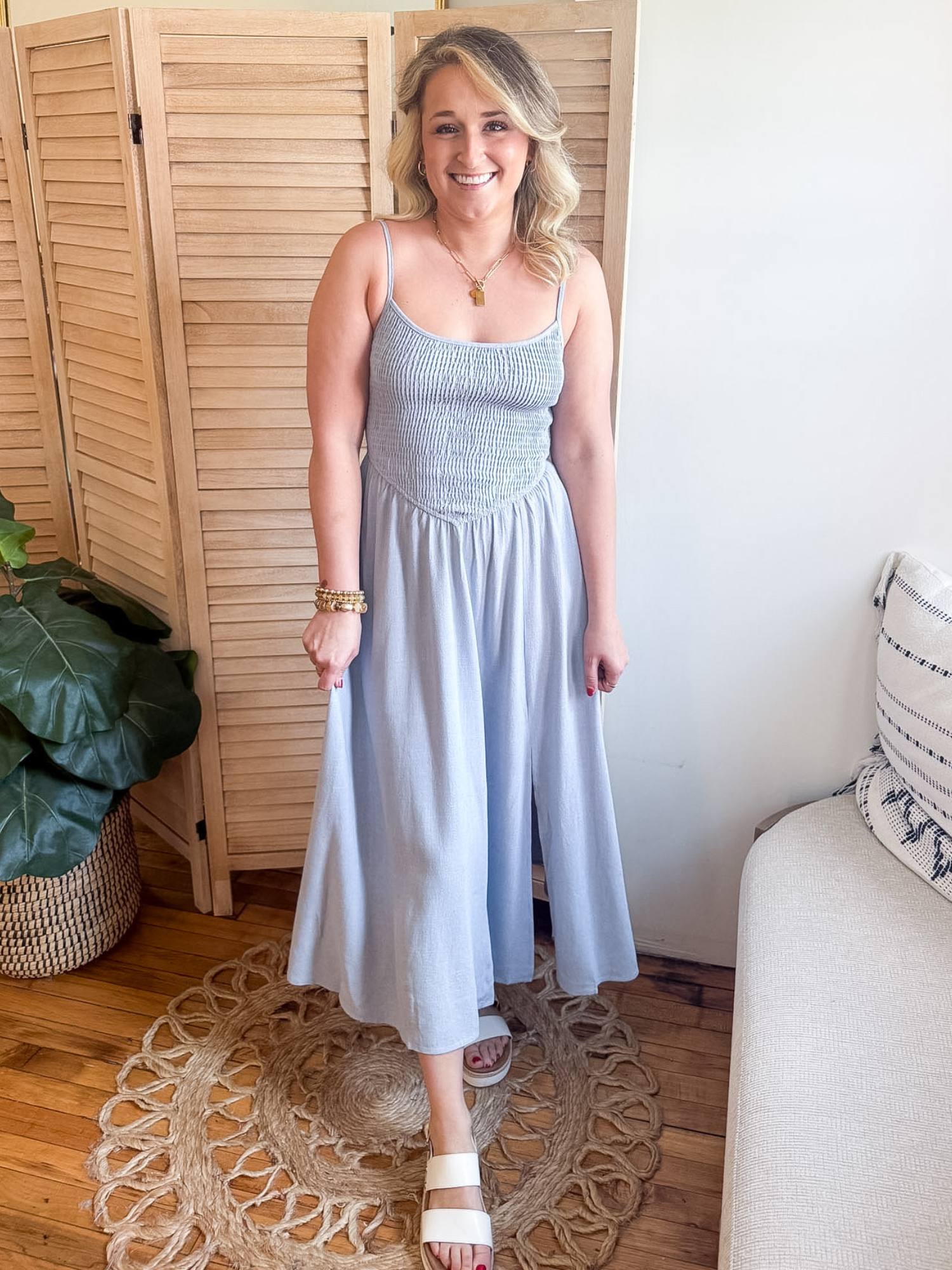 Callie Smocked Midi Dress - The Collective Rose