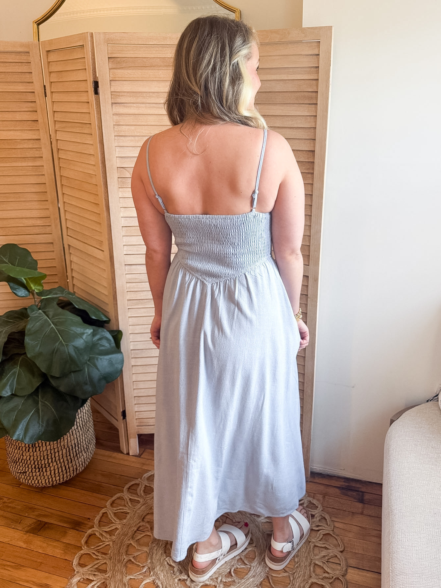Callie Smocked Midi Dress - The Collective Rose