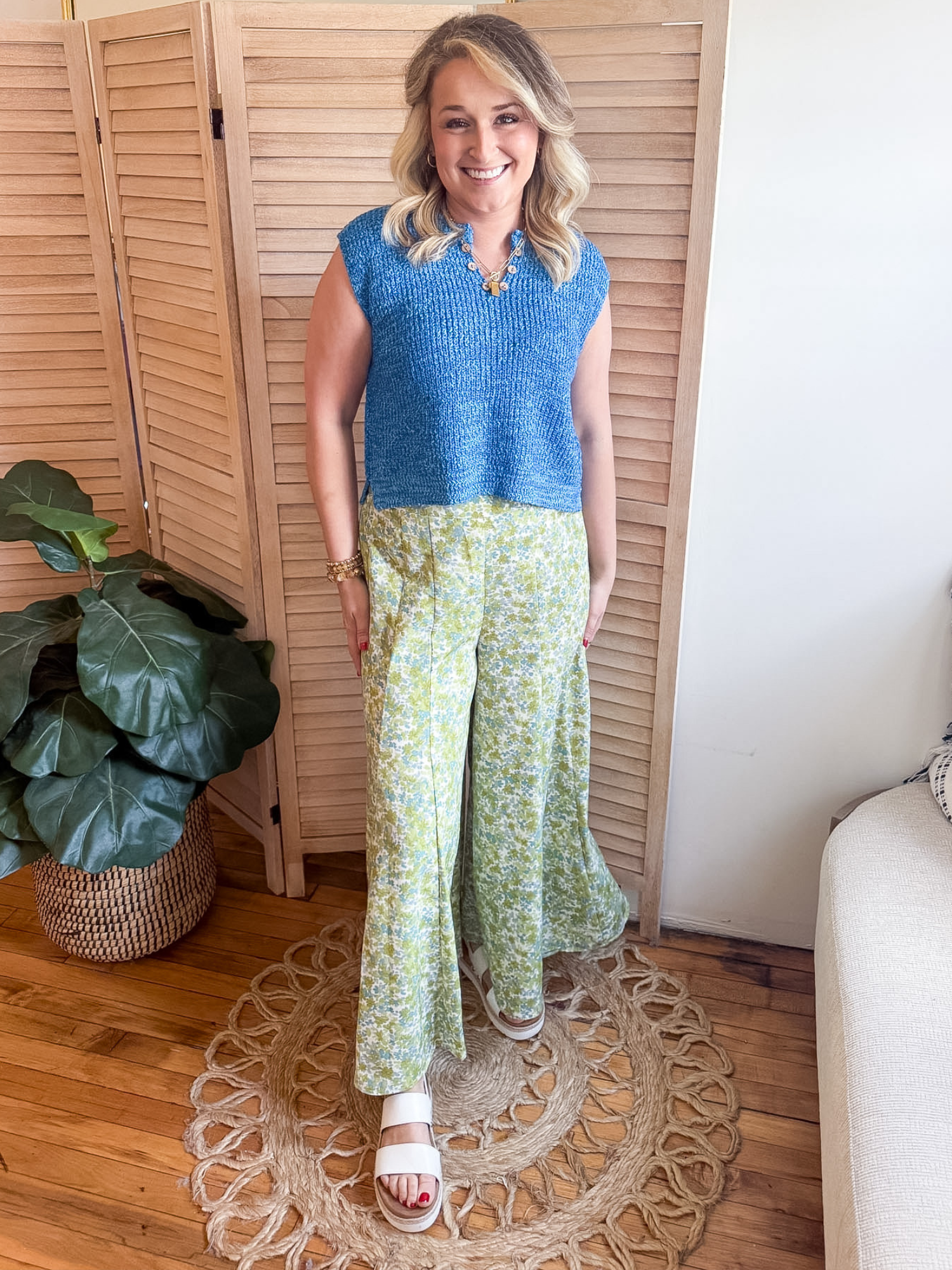 Tayler Wide Leg Floral Pants - The Collective Rose