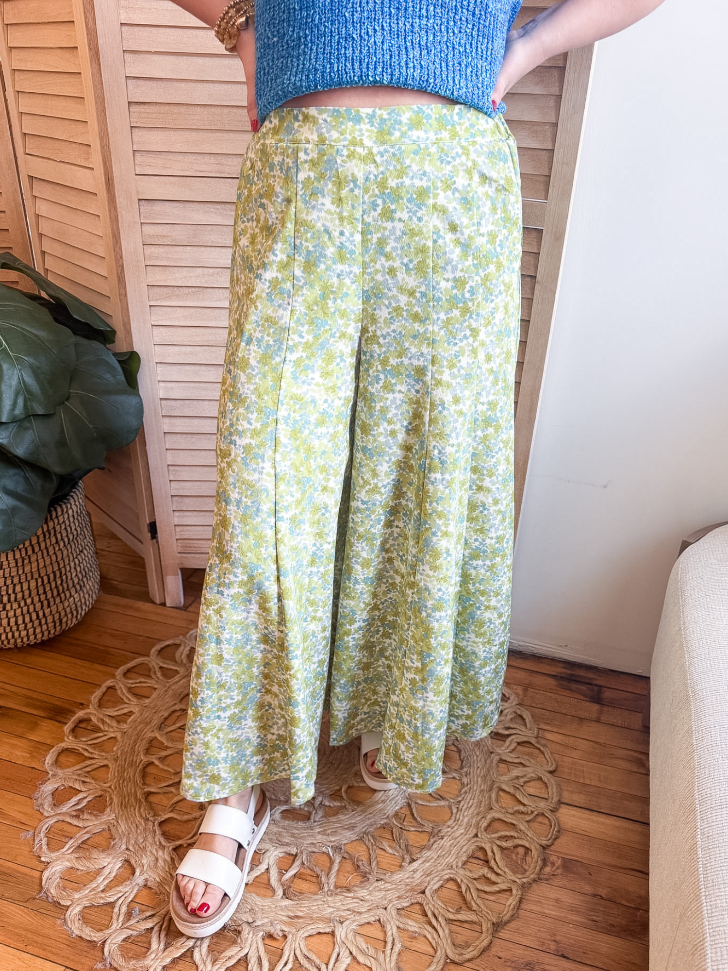 Tayler Wide Leg Floral Pants - The Collective Rose