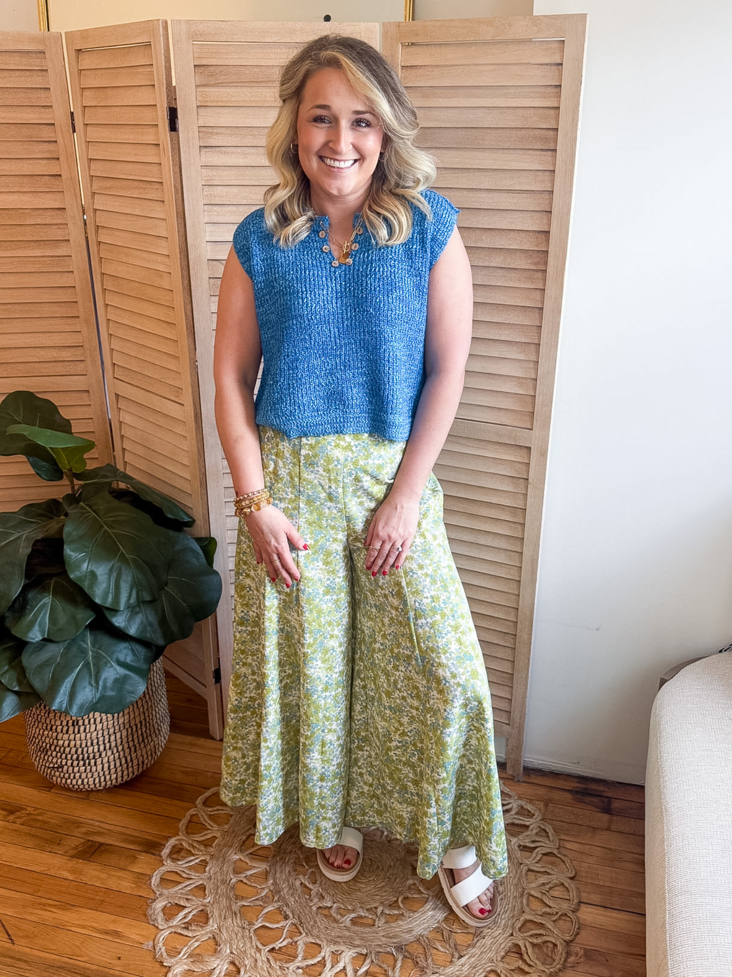 Tayler Wide Leg Floral Pants - The Collective Rose