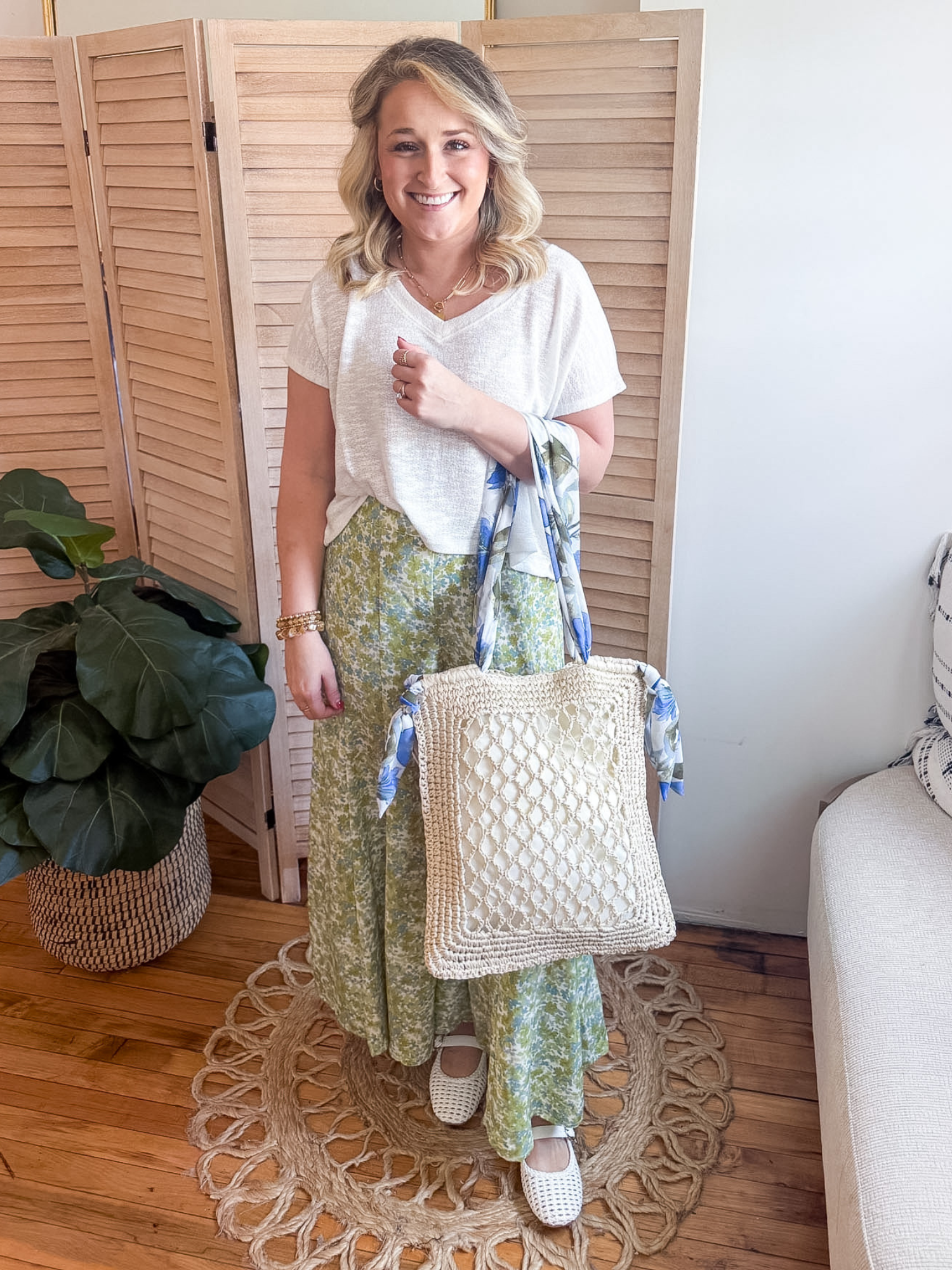Bandana Strap Straw Tote Bag - The Collective Rose