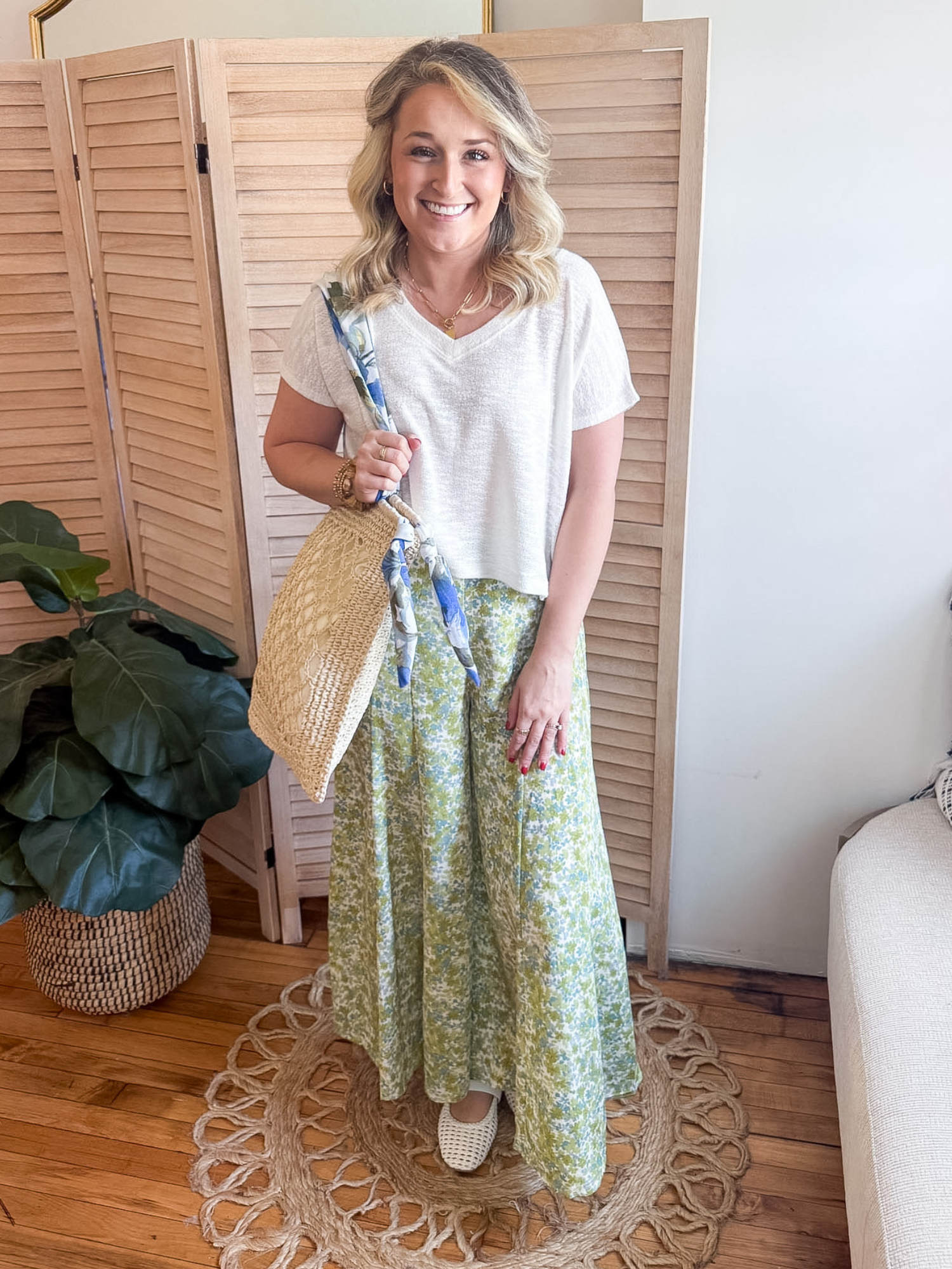 Bandana Strap Straw Tote Bag - The Collective Rose