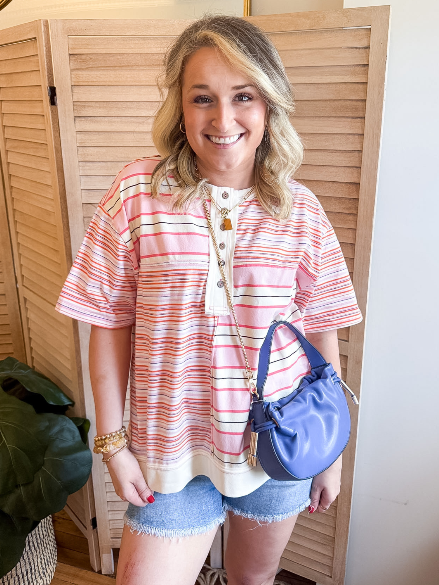 Miller Striped Henley Top - The Collective Rose