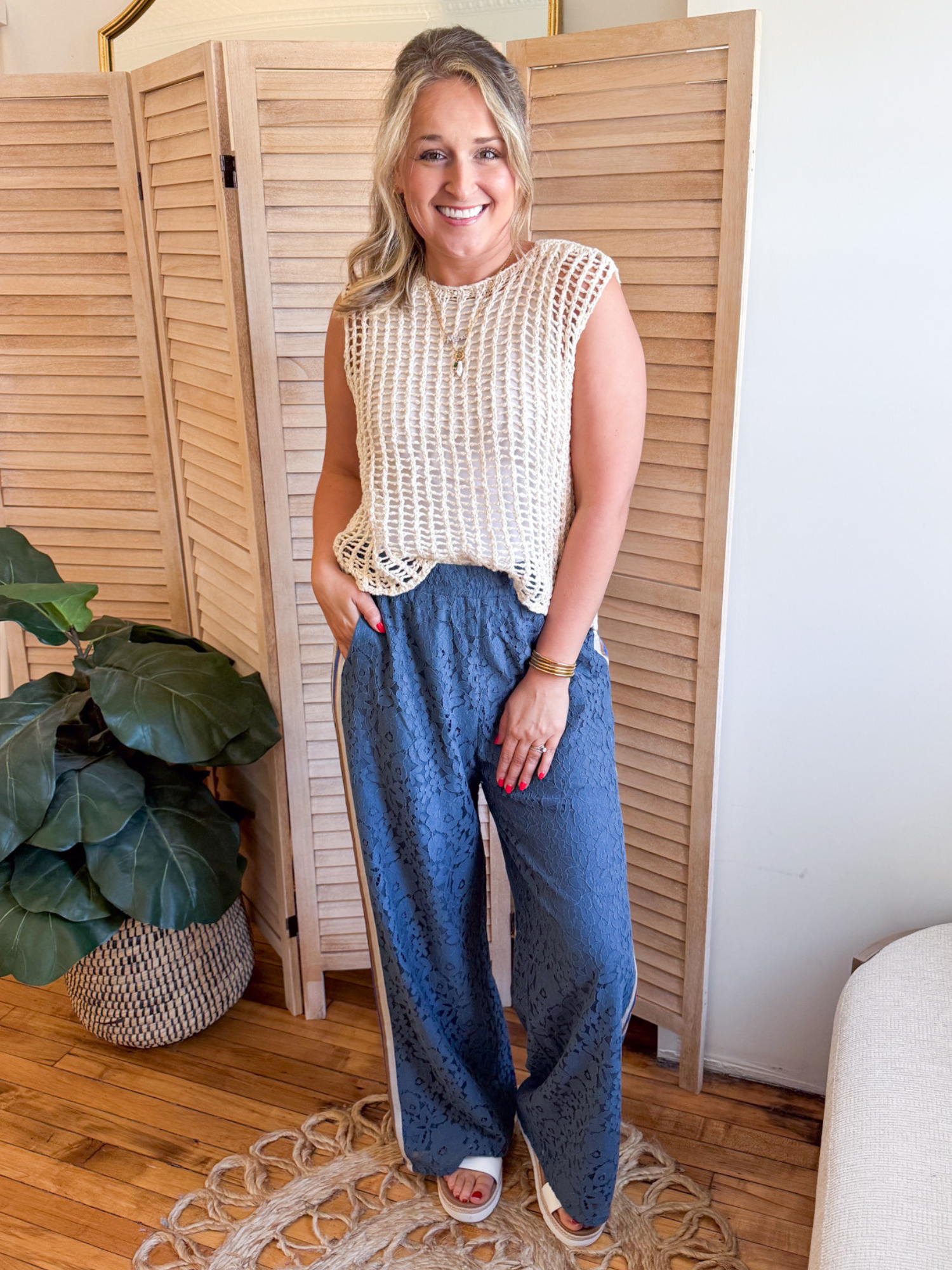 Annalise Floral Lace Track Pants - The Collective Rose