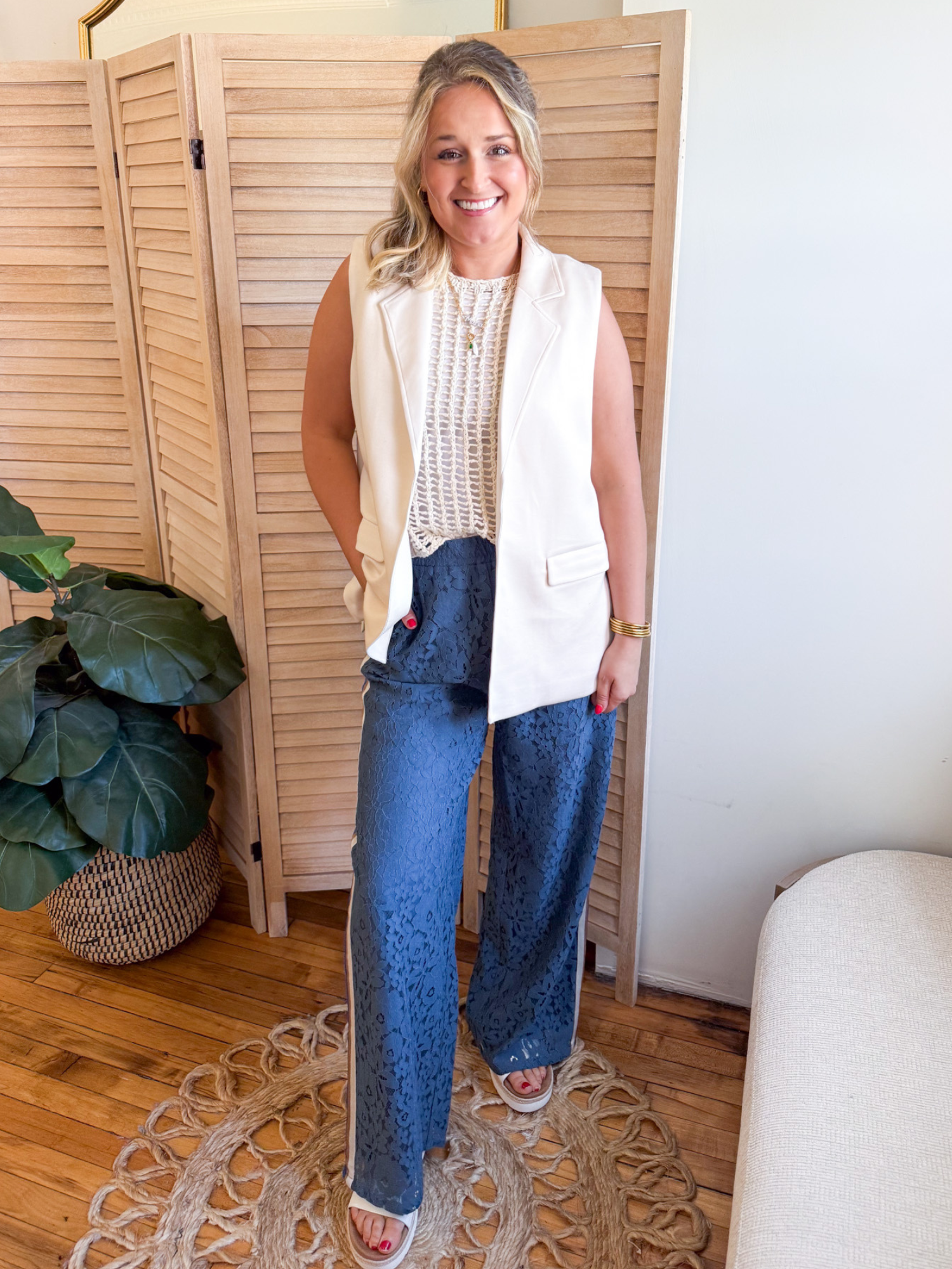 Annalise Floral Lace Track Pants - The Collective Rose