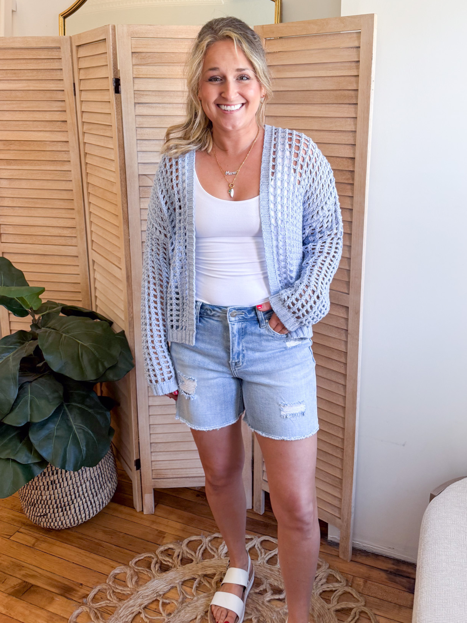 Quinn Open Knit Cardigan - The Collective Rose