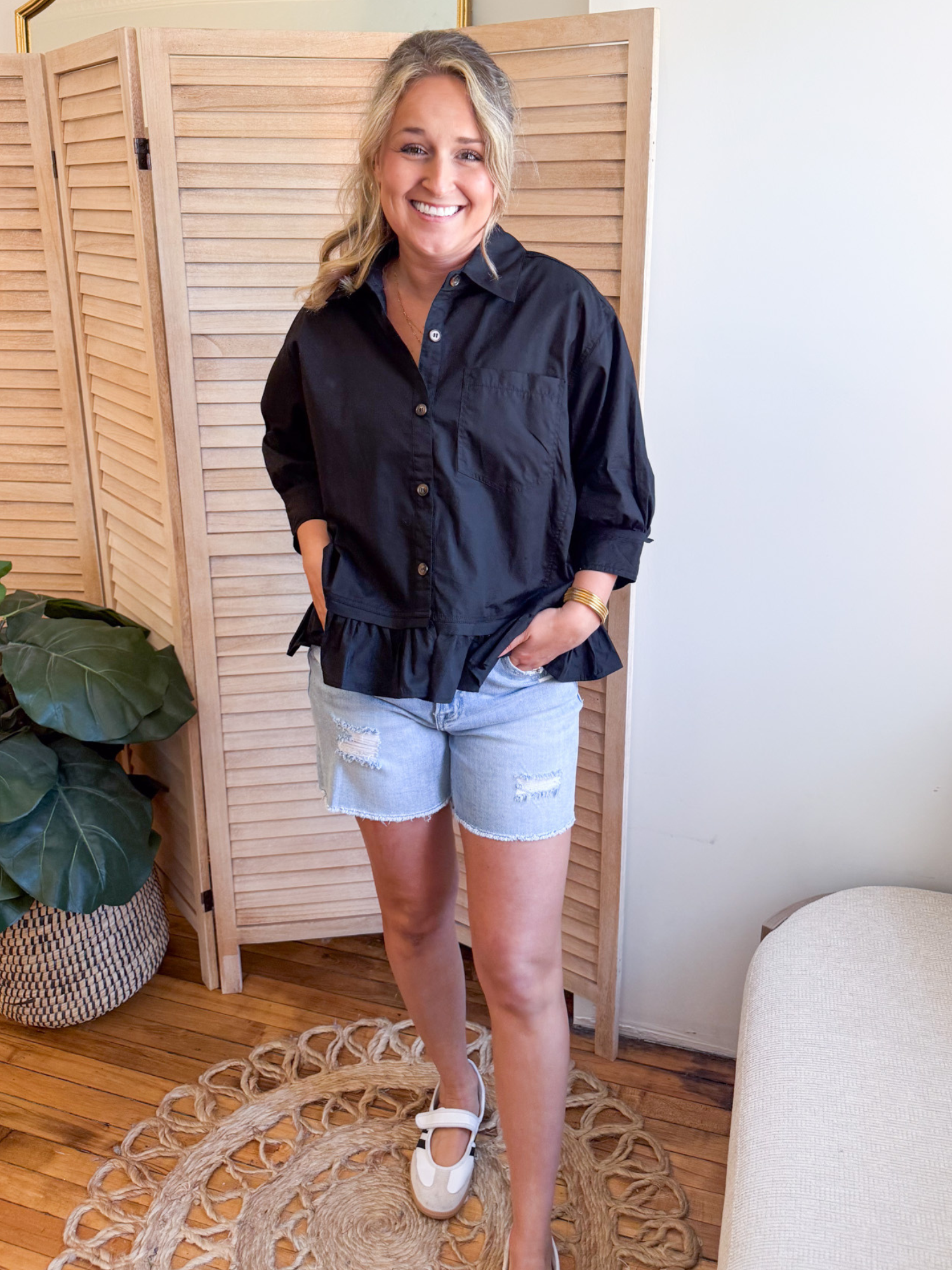 Elle Ruffle Hem Poplin Top - The Collective Rose