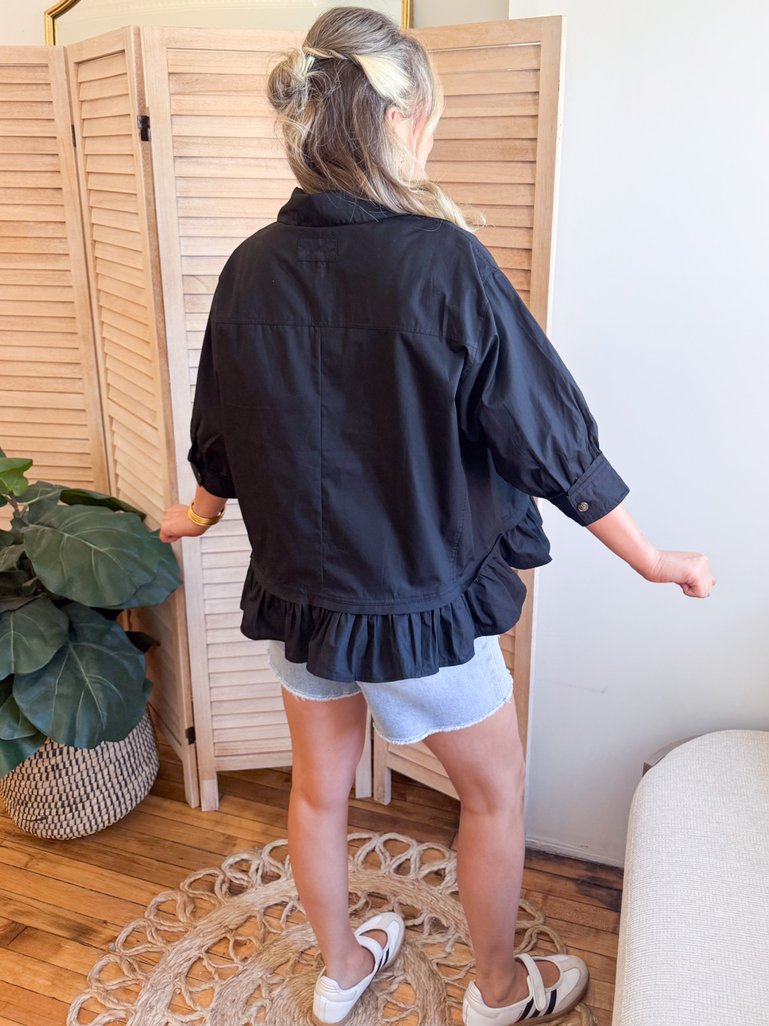 Elle Ruffle Hem Poplin Top - The Collective Rose
