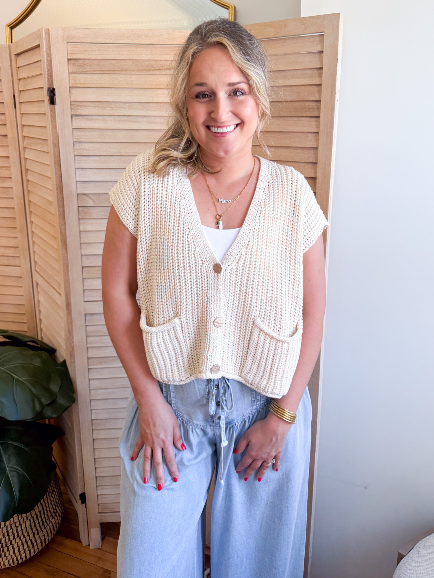 Brady Chunky Stitch Sweater Vest - The Collective Rose