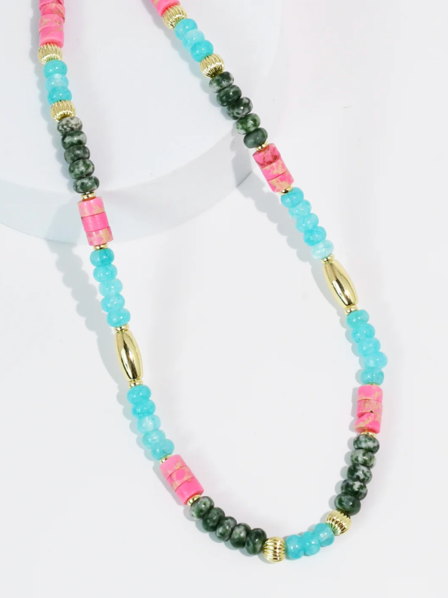 Aqua Tile Gemstone Necklace - The Collective Rose