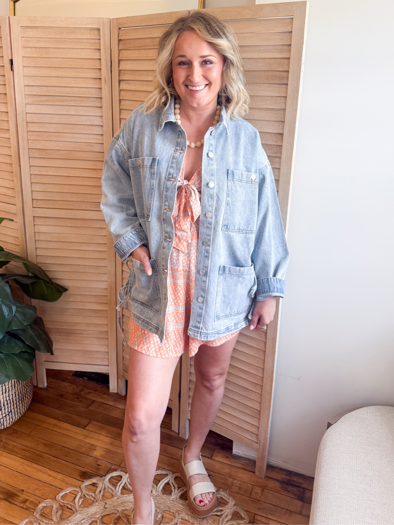 Oversized Side Tie Denim Jacket