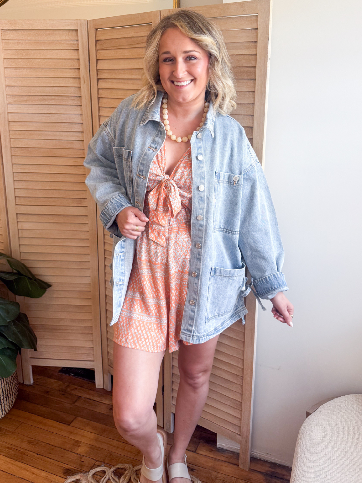 Oversized Side Tie Denim Jacket