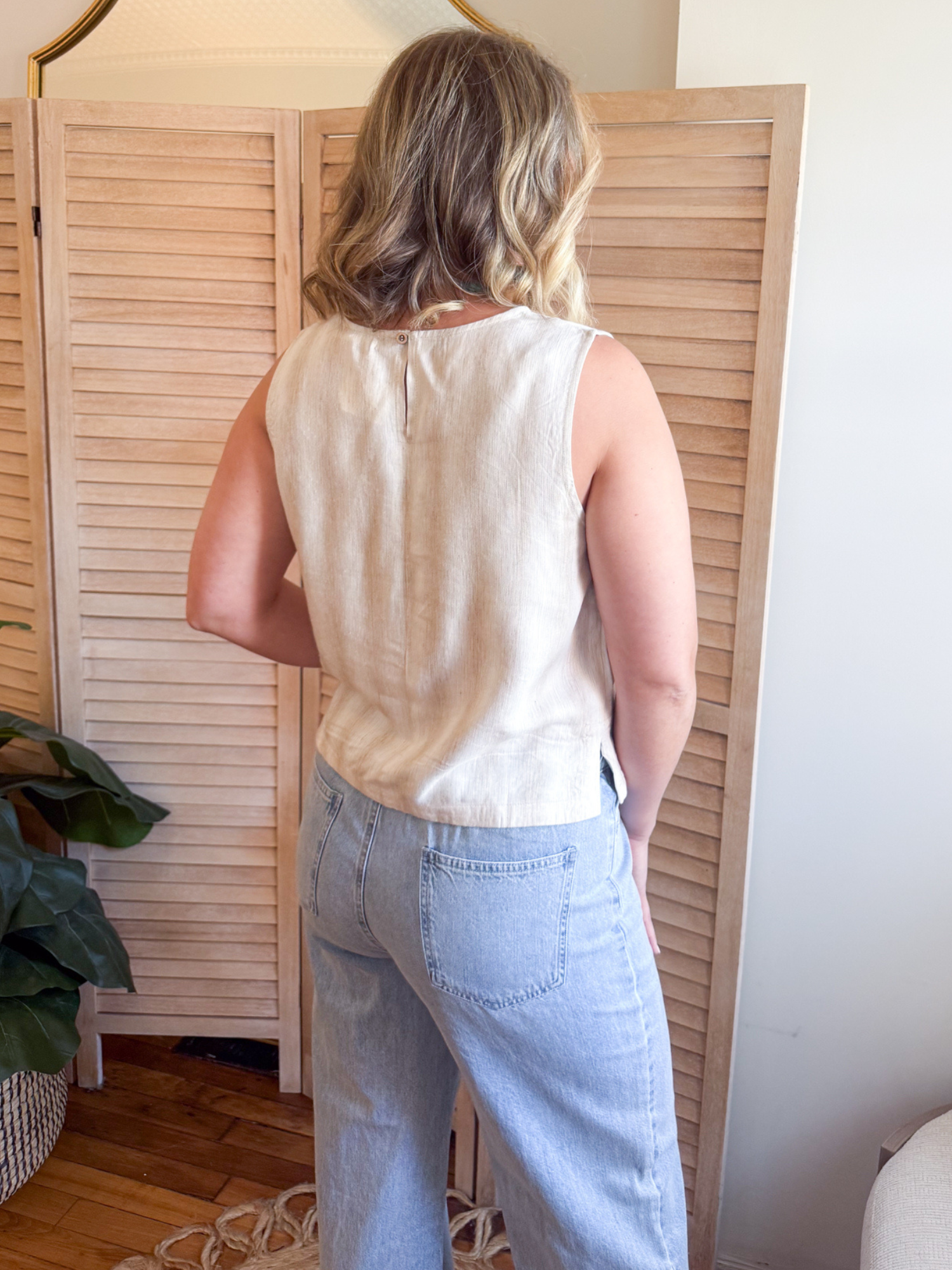 Lucy Striped Tank Top - Beige