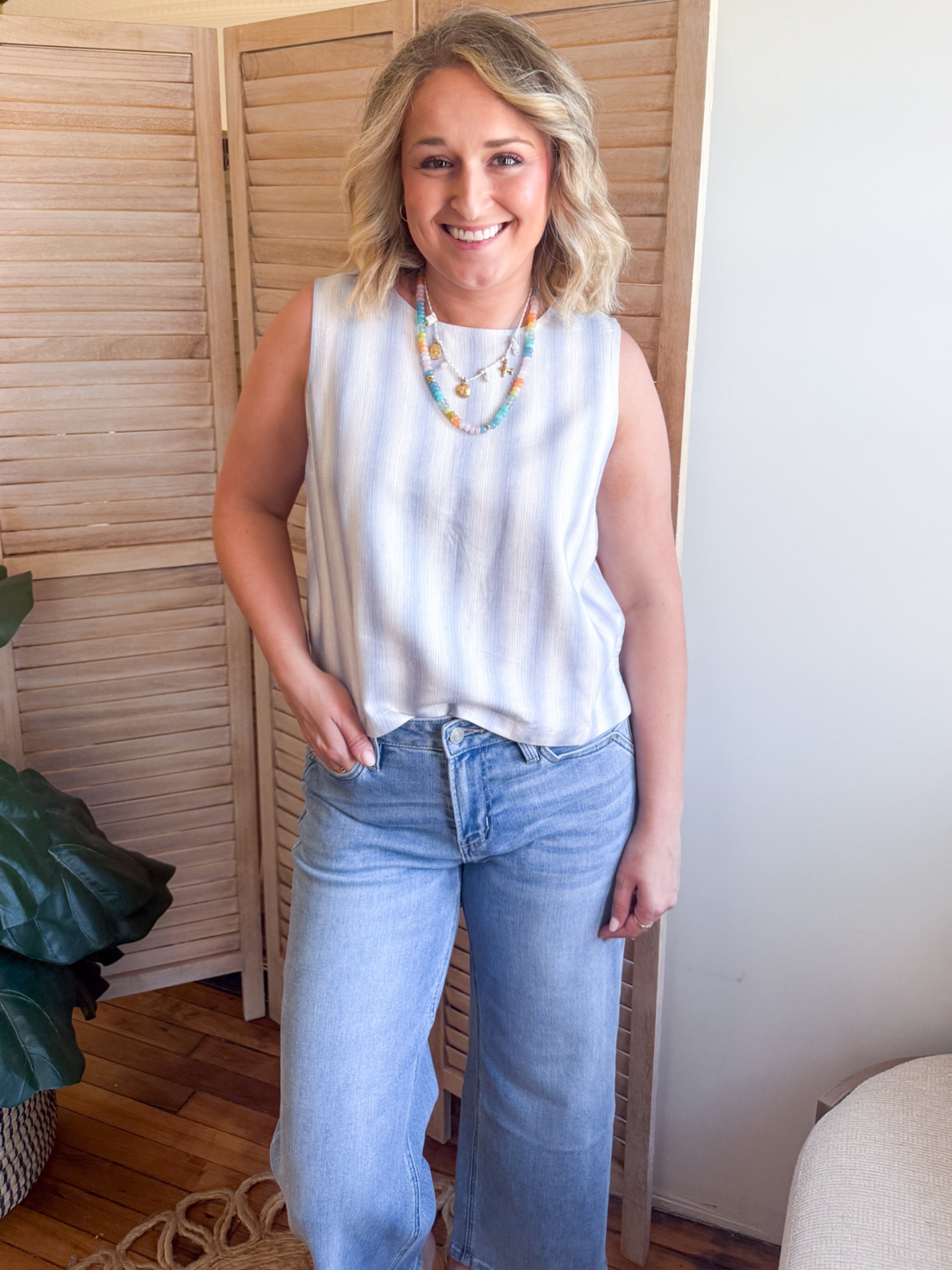 Lucy Striped Tank Top - Blue