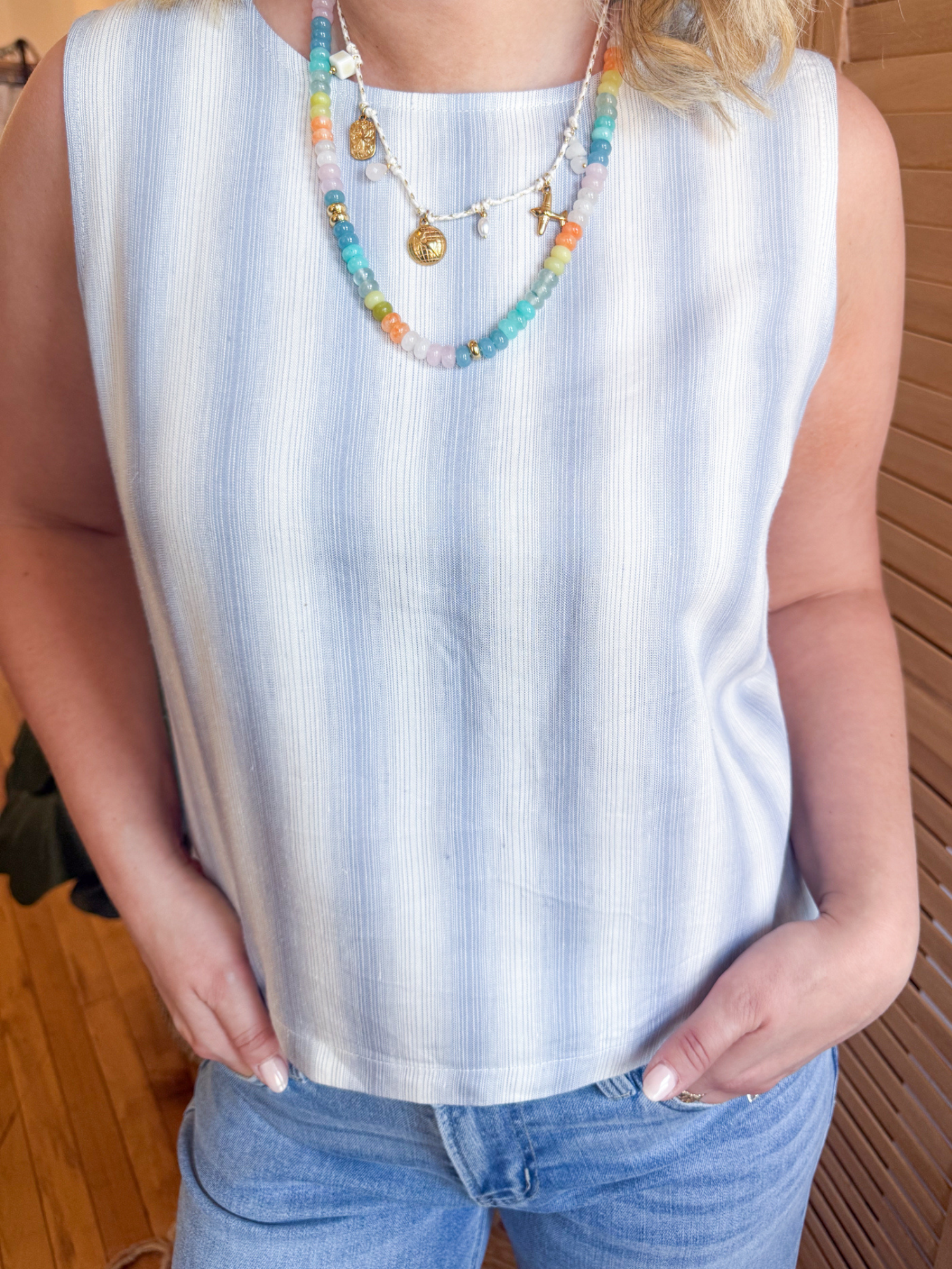 Lucy Striped Tank Top - Blue