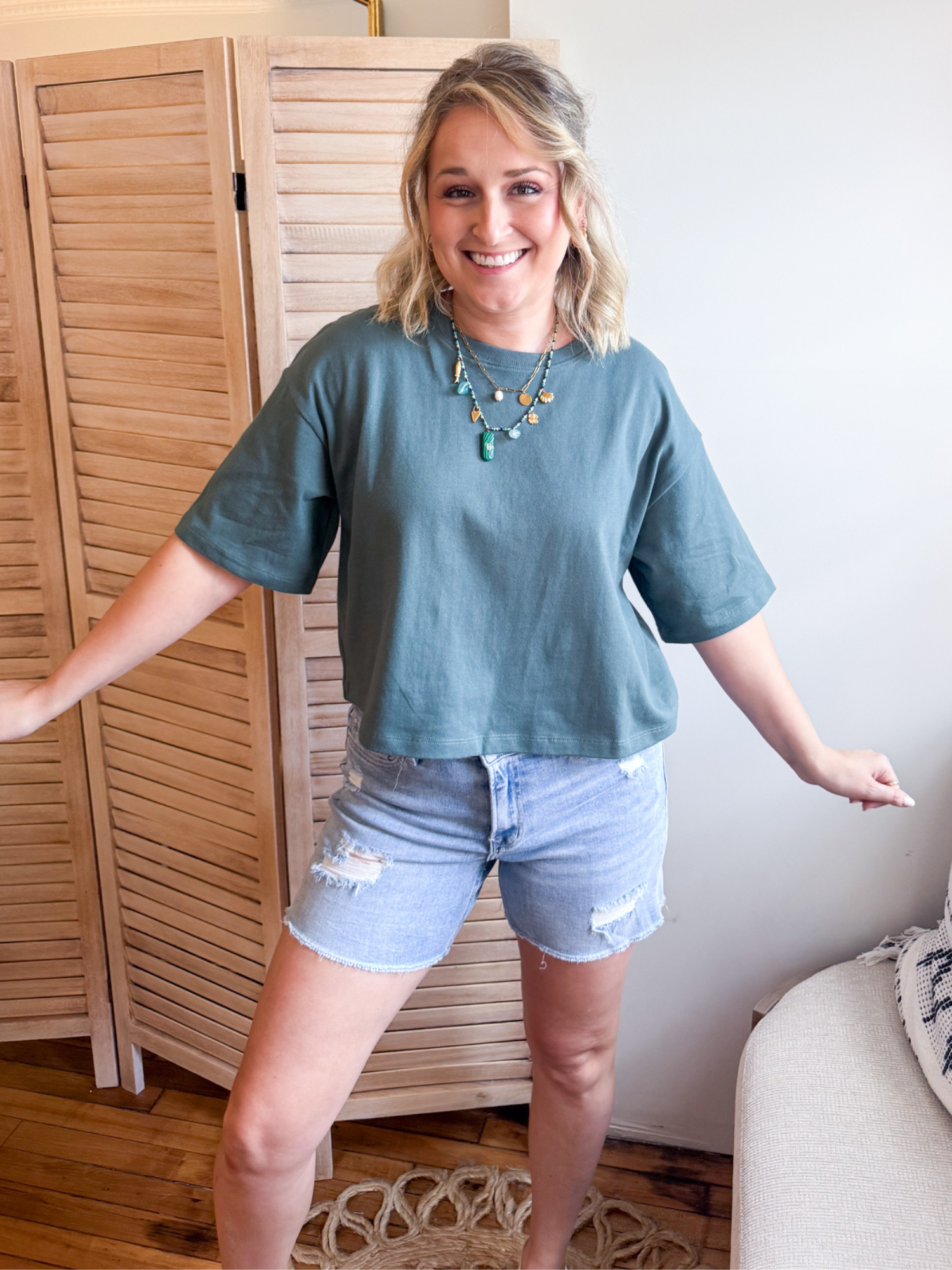 Everyday Boxy Fit Tee - Hunter Green