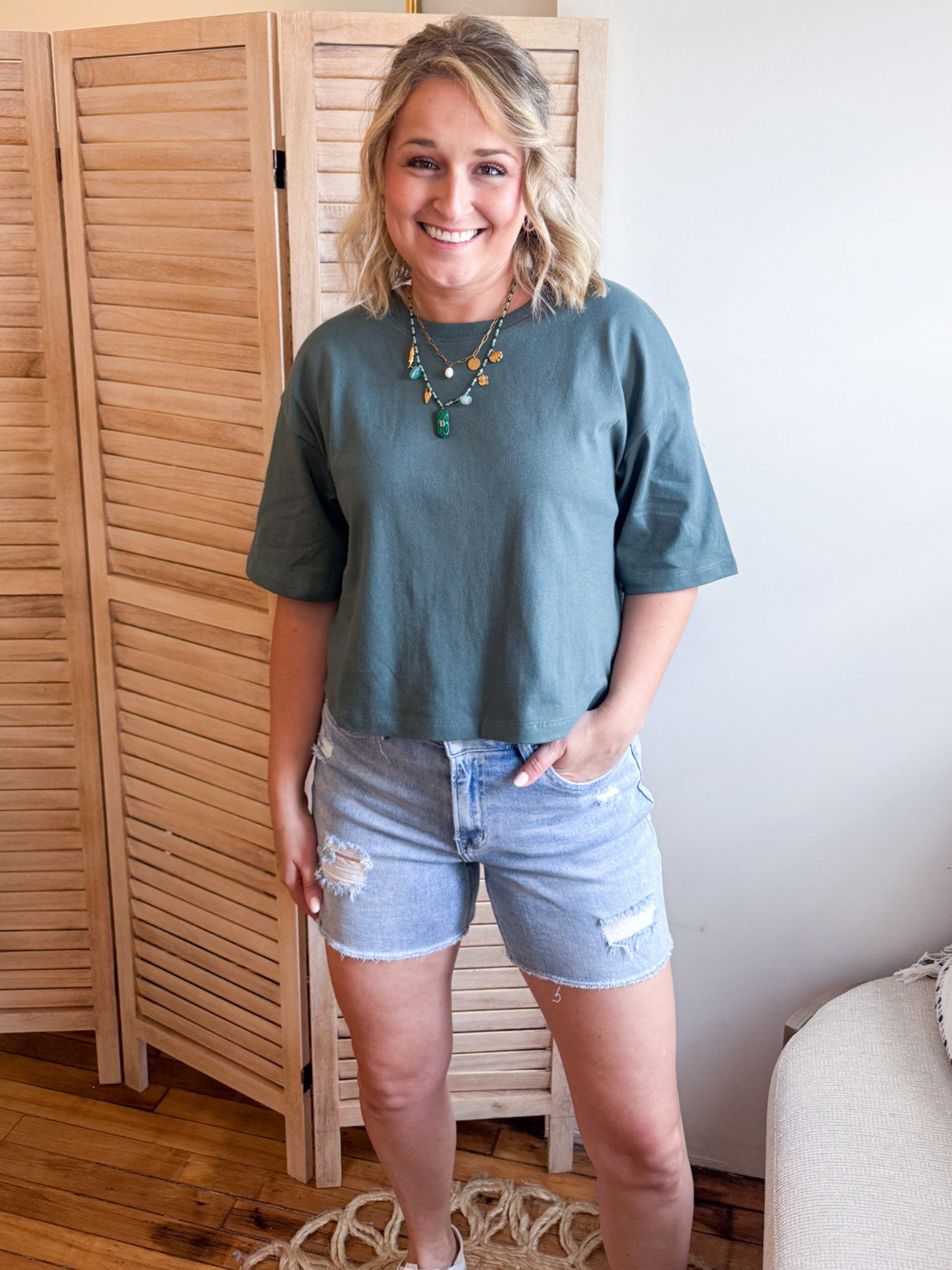 Everyday Boxy Fit Tee - Hunter Green