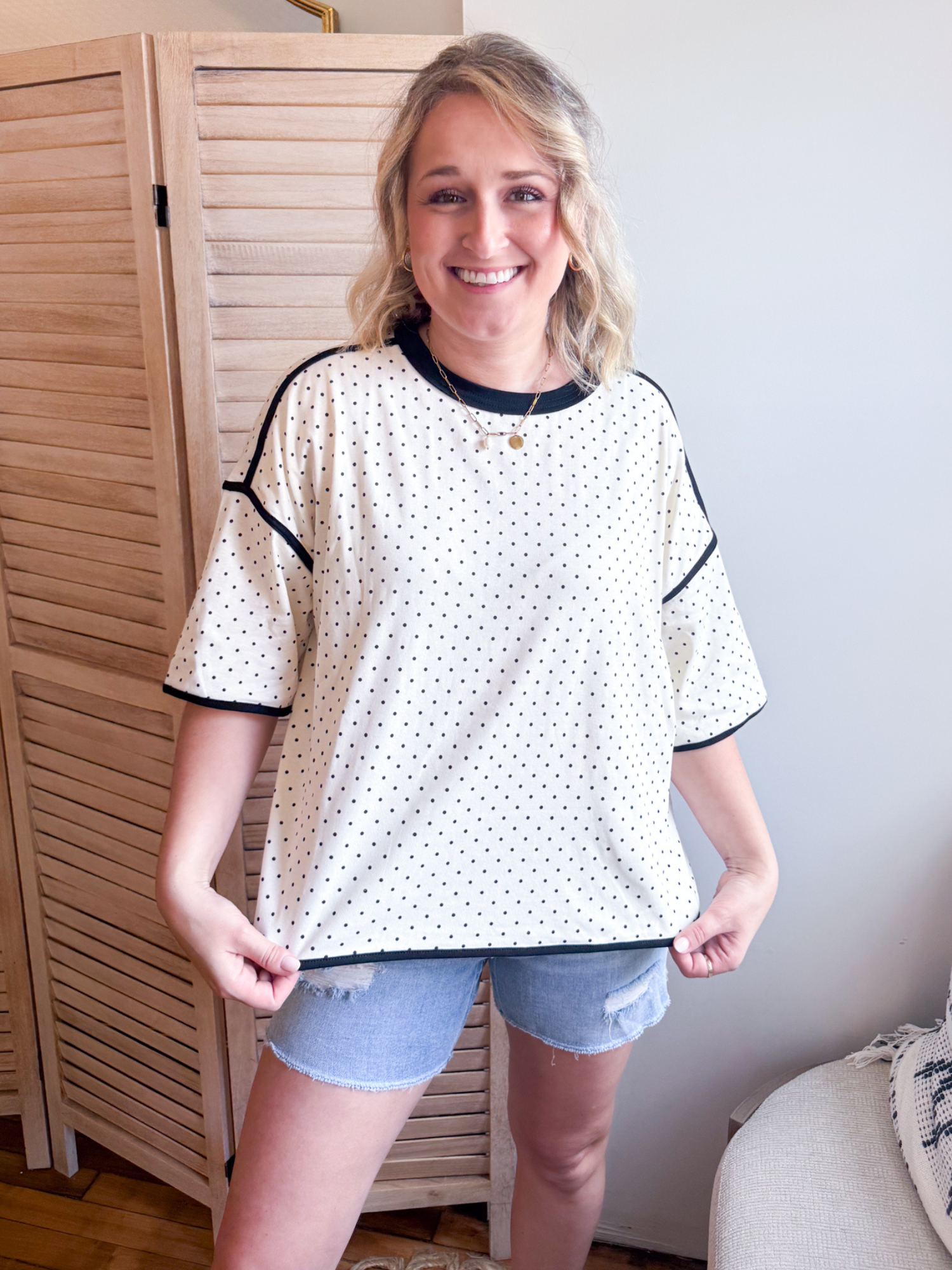 Abigail Polka Dot Contrast Tee