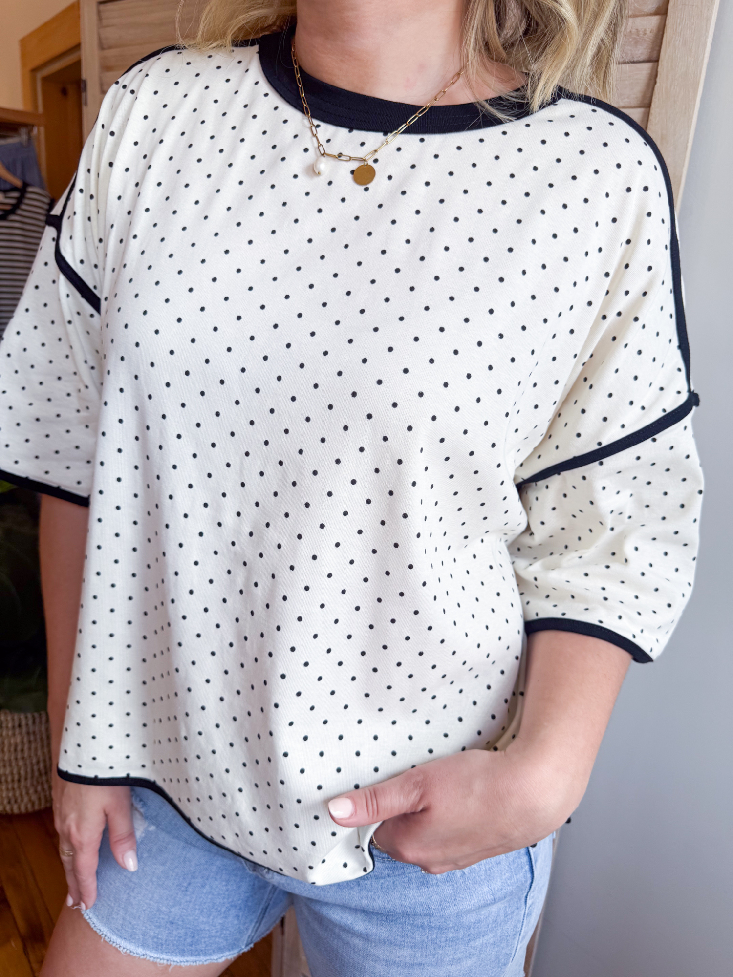 Abigail Polka Dot Contrast Tee