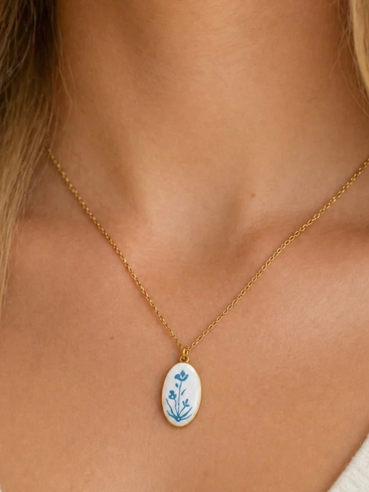 Watercolor Flower Charm Necklace