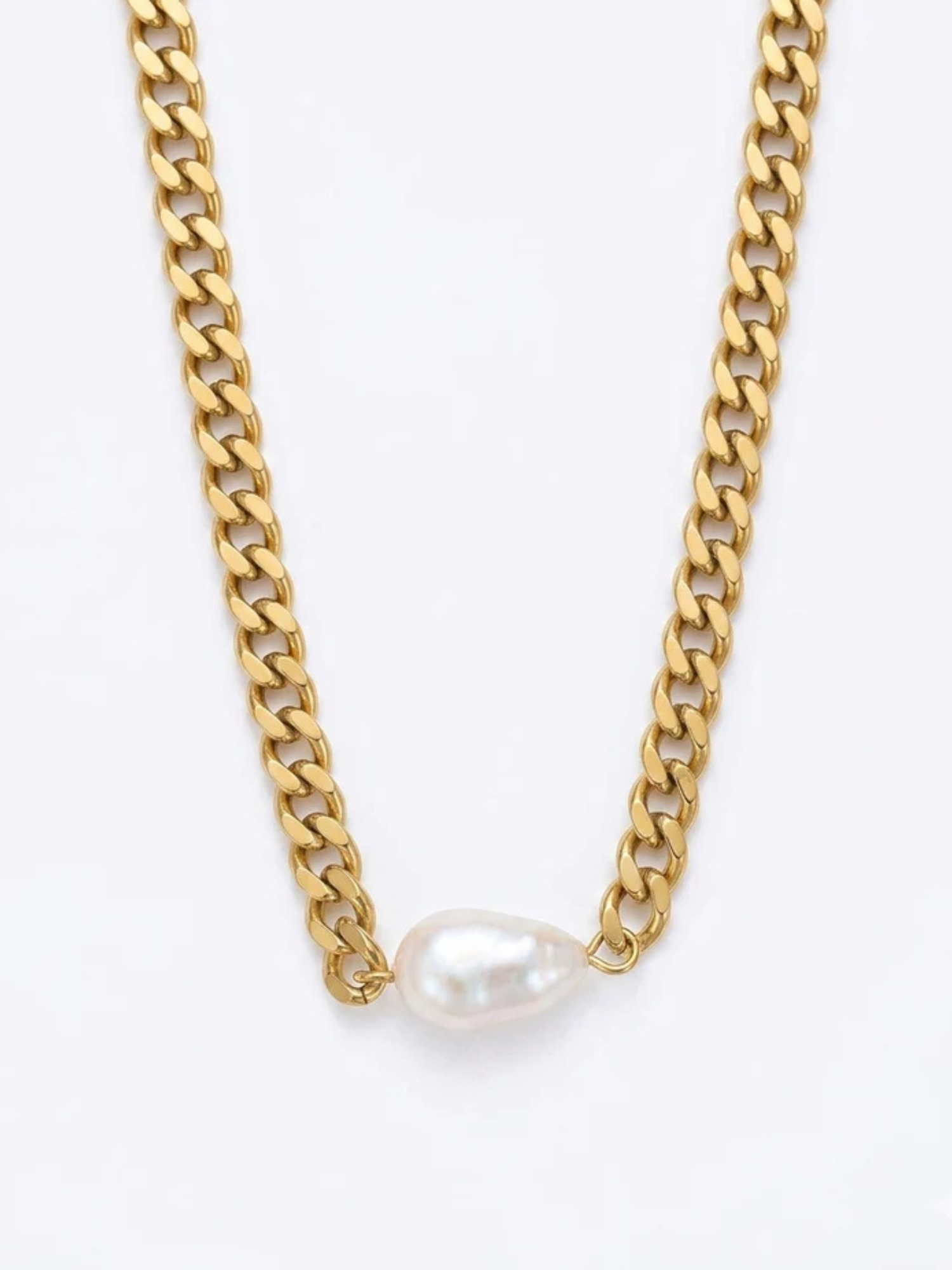 Cuban Chain Pearl Necklace