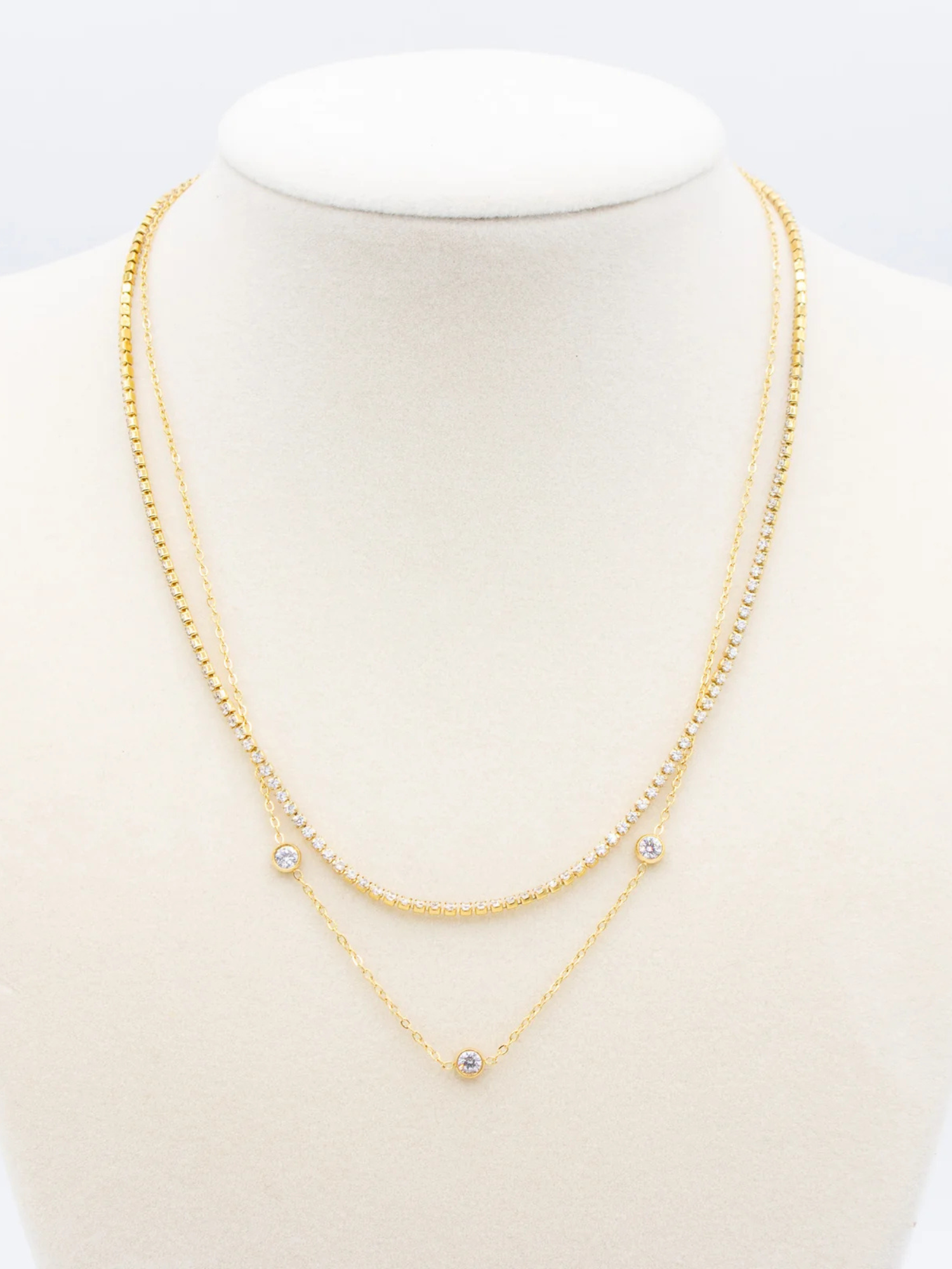 Double Layered CZ Necklace
