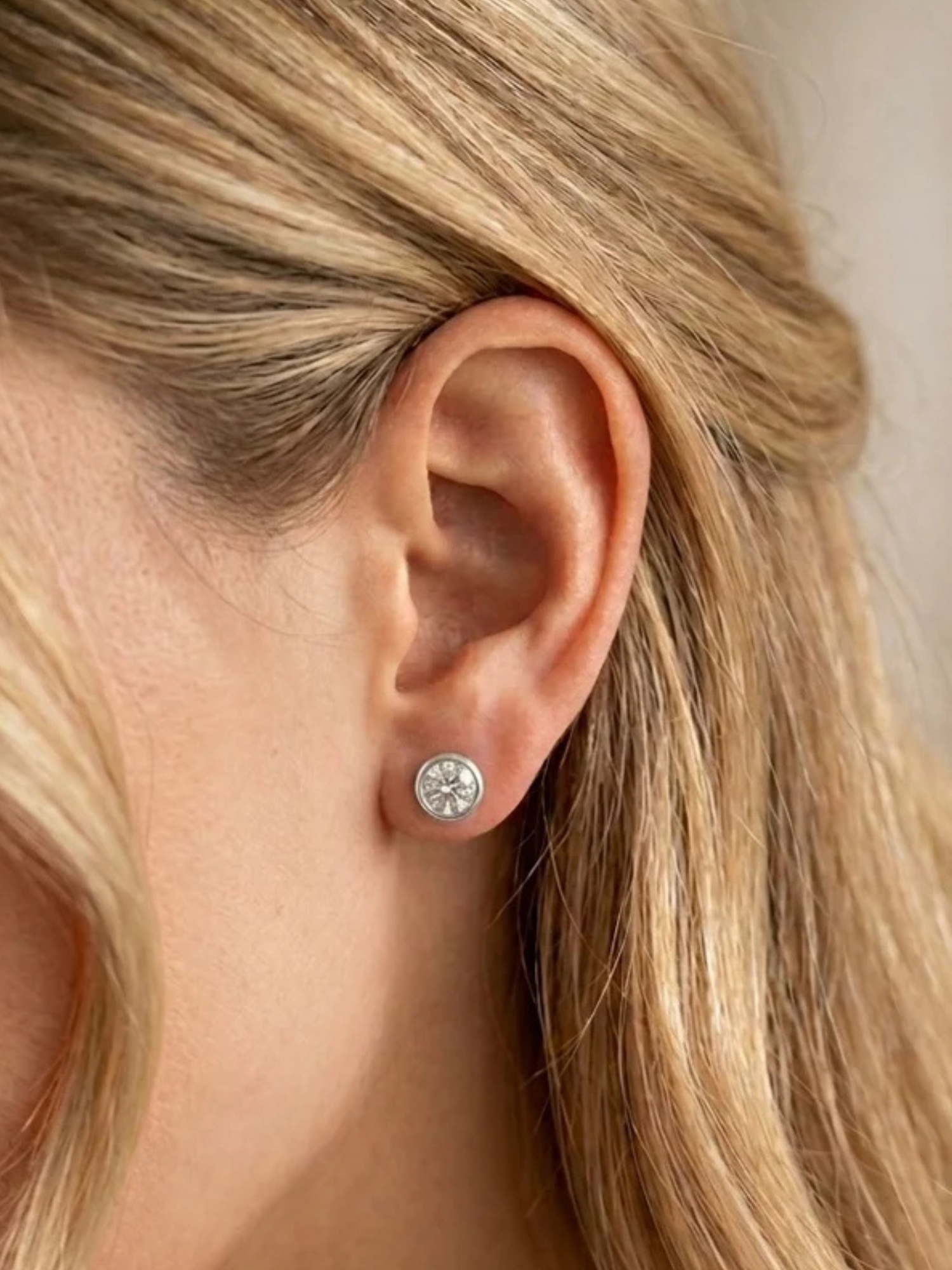 Round Silver Stud Earrings