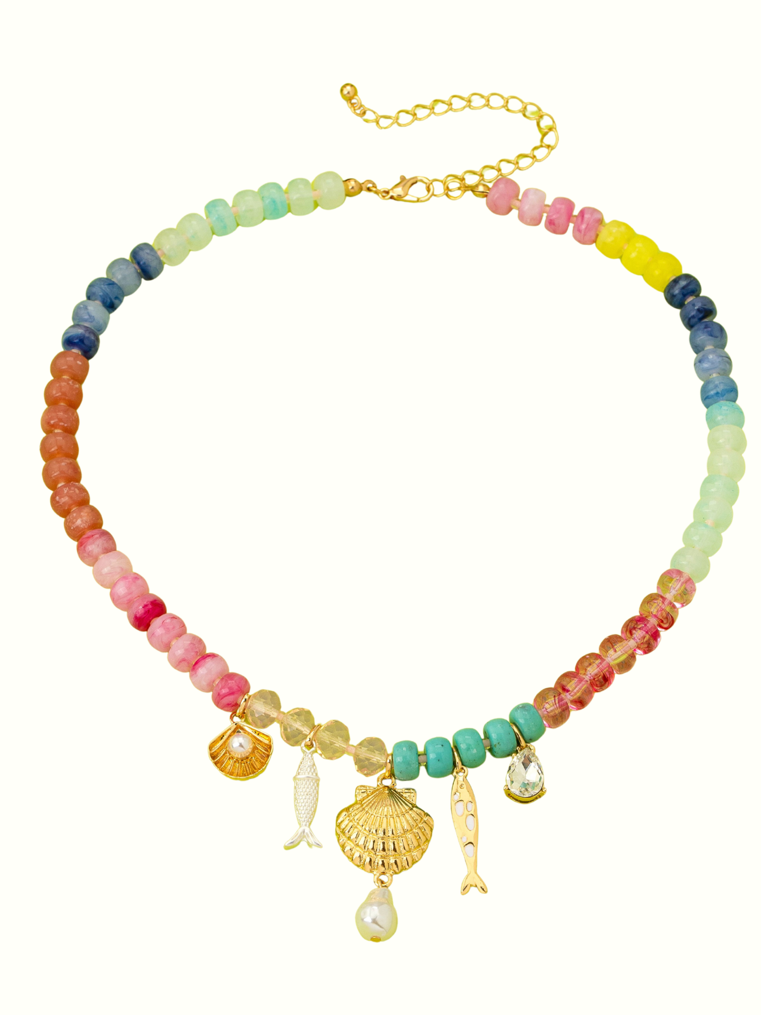 Nautical Multi Color Beaded Charm Necklace