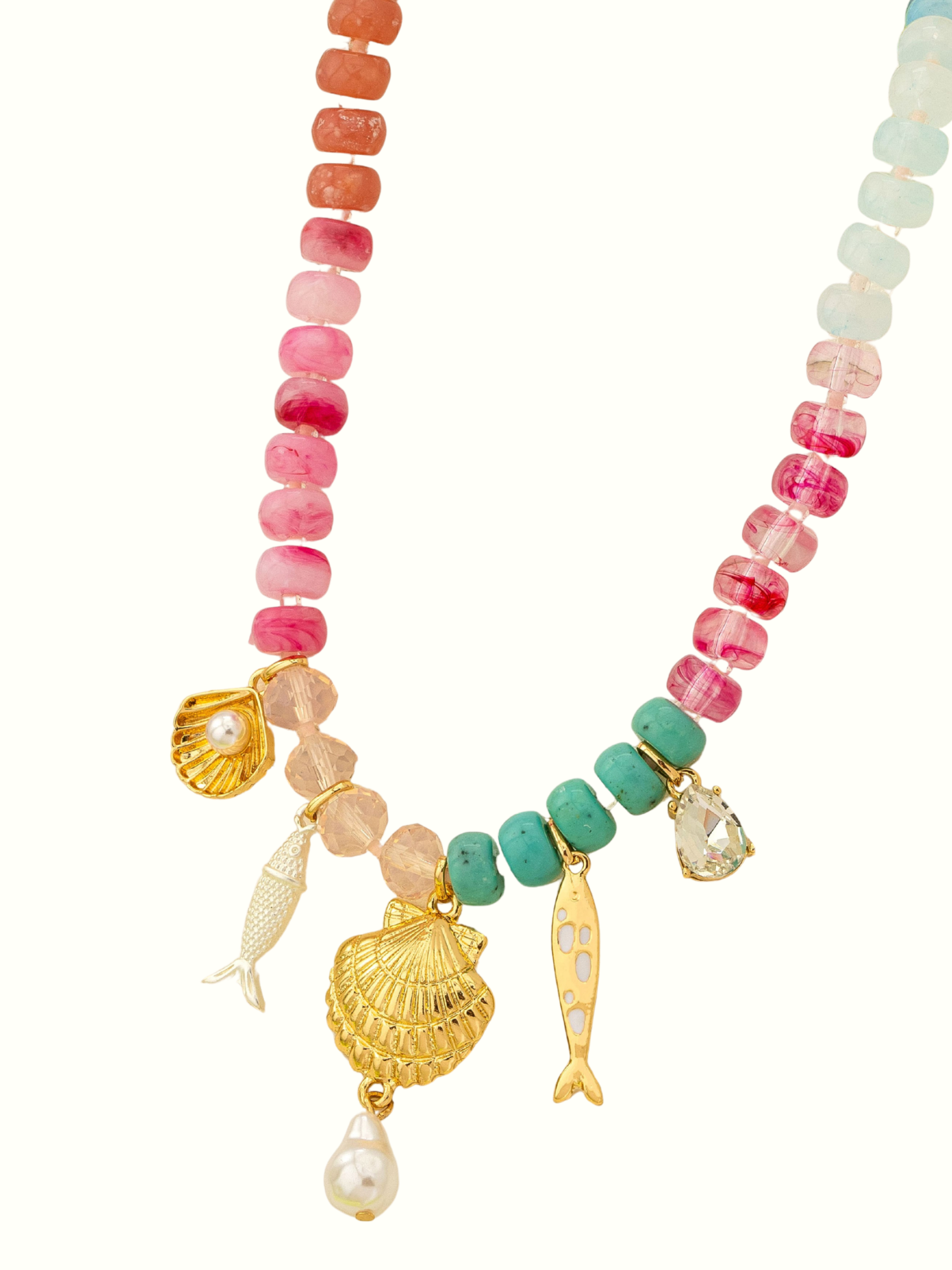 Nautical Multi Color Beaded Charm Necklace