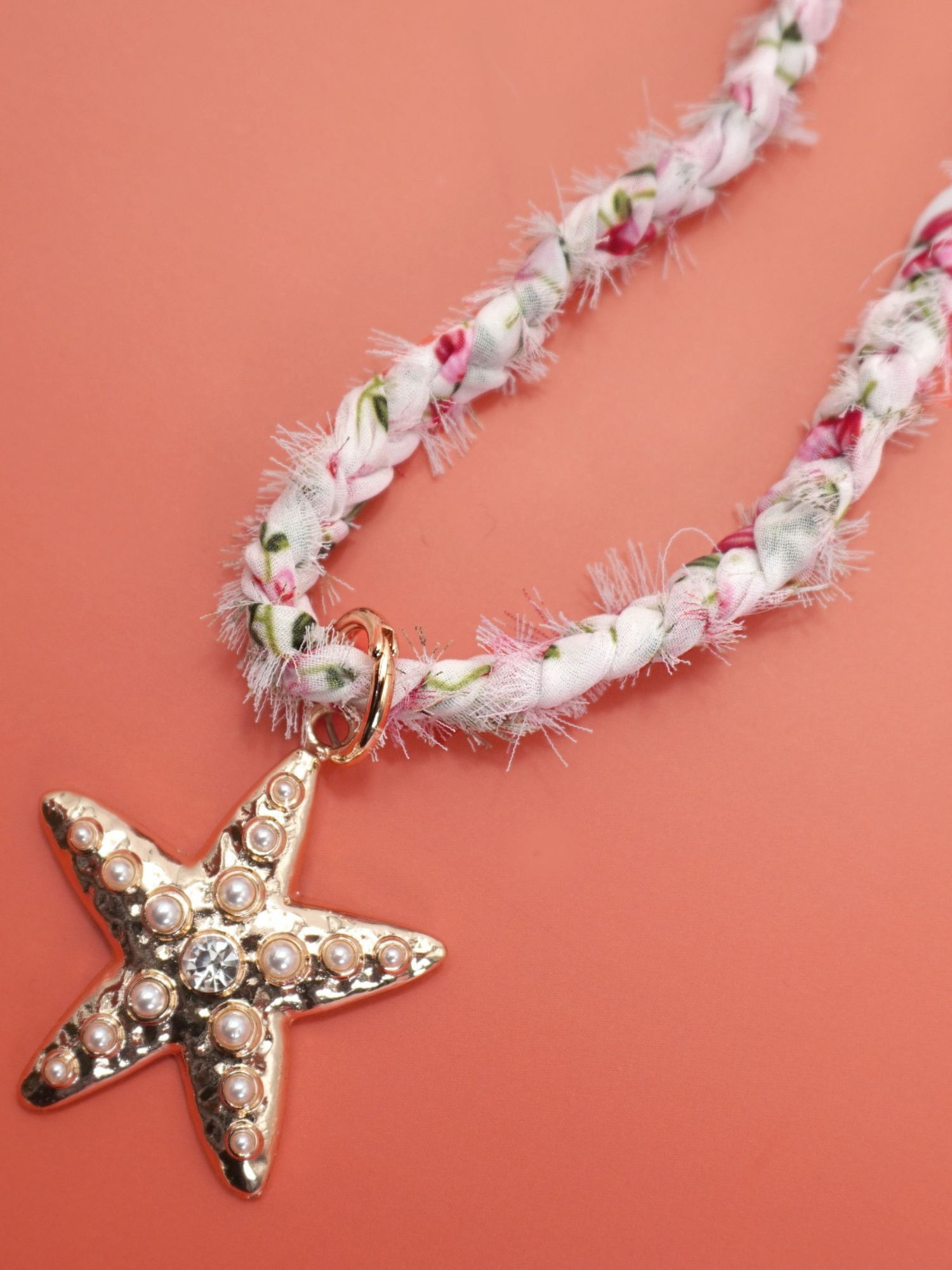 Pearl Starfish Scarf Charm Necklace