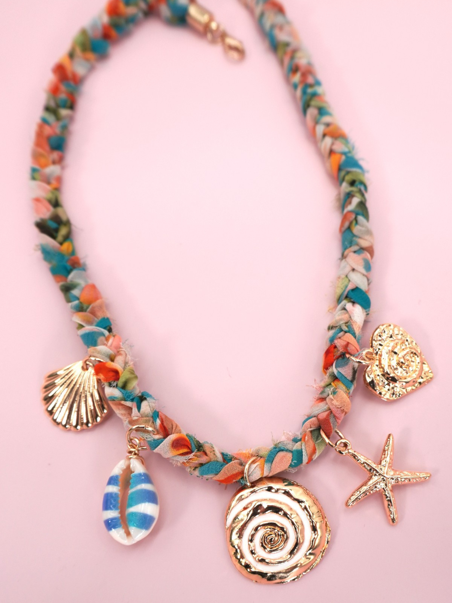 Swirl Shell Scarf Charm Necklace