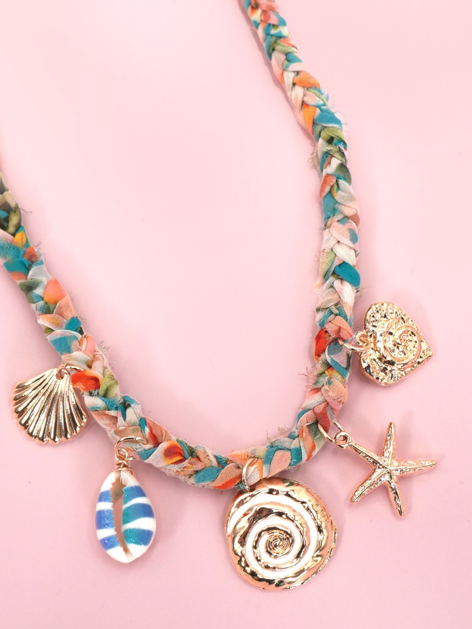 Swirl Shell Scarf Charm Necklace