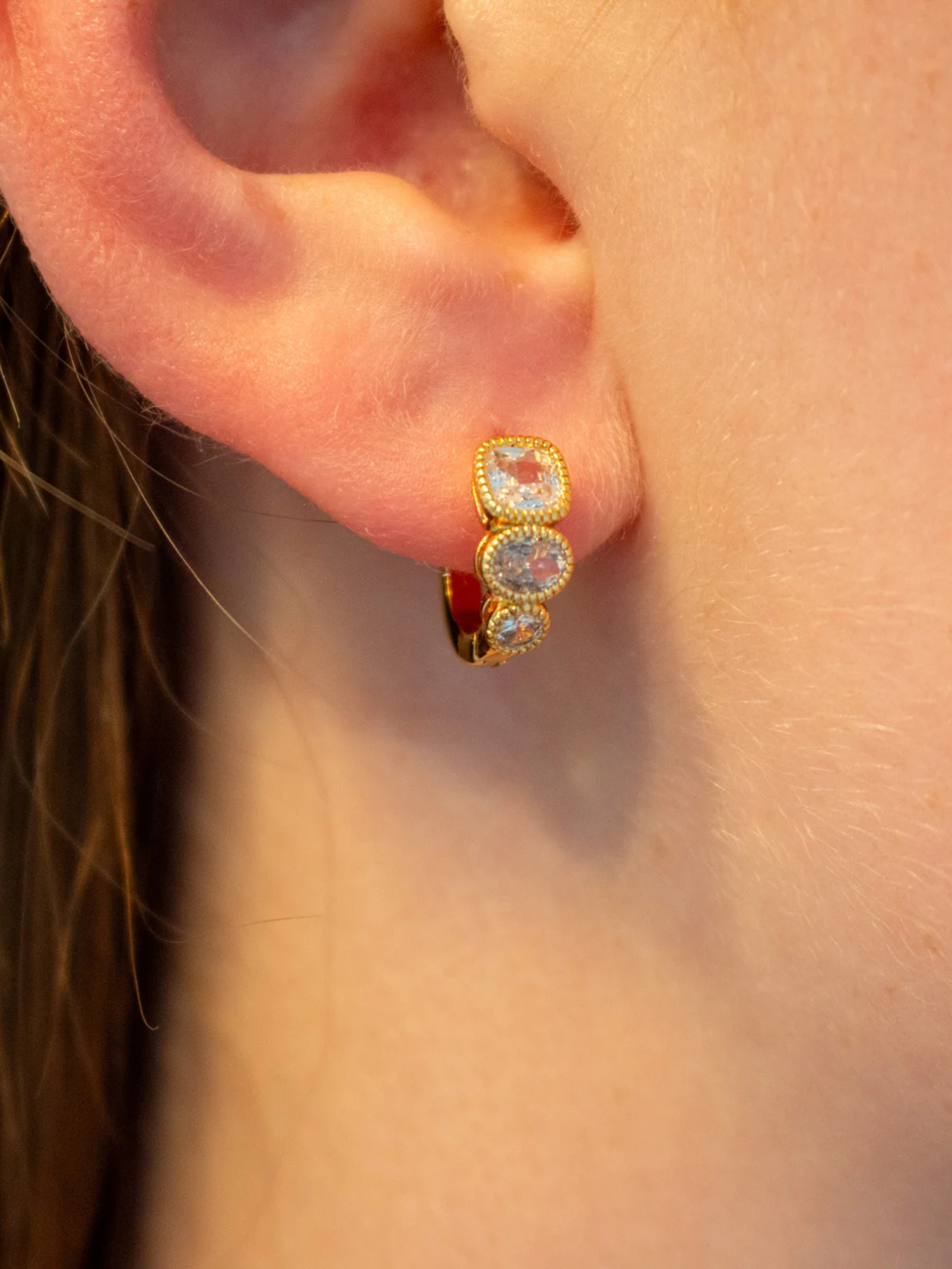 Dainty CZ Cube Huggie Earrings