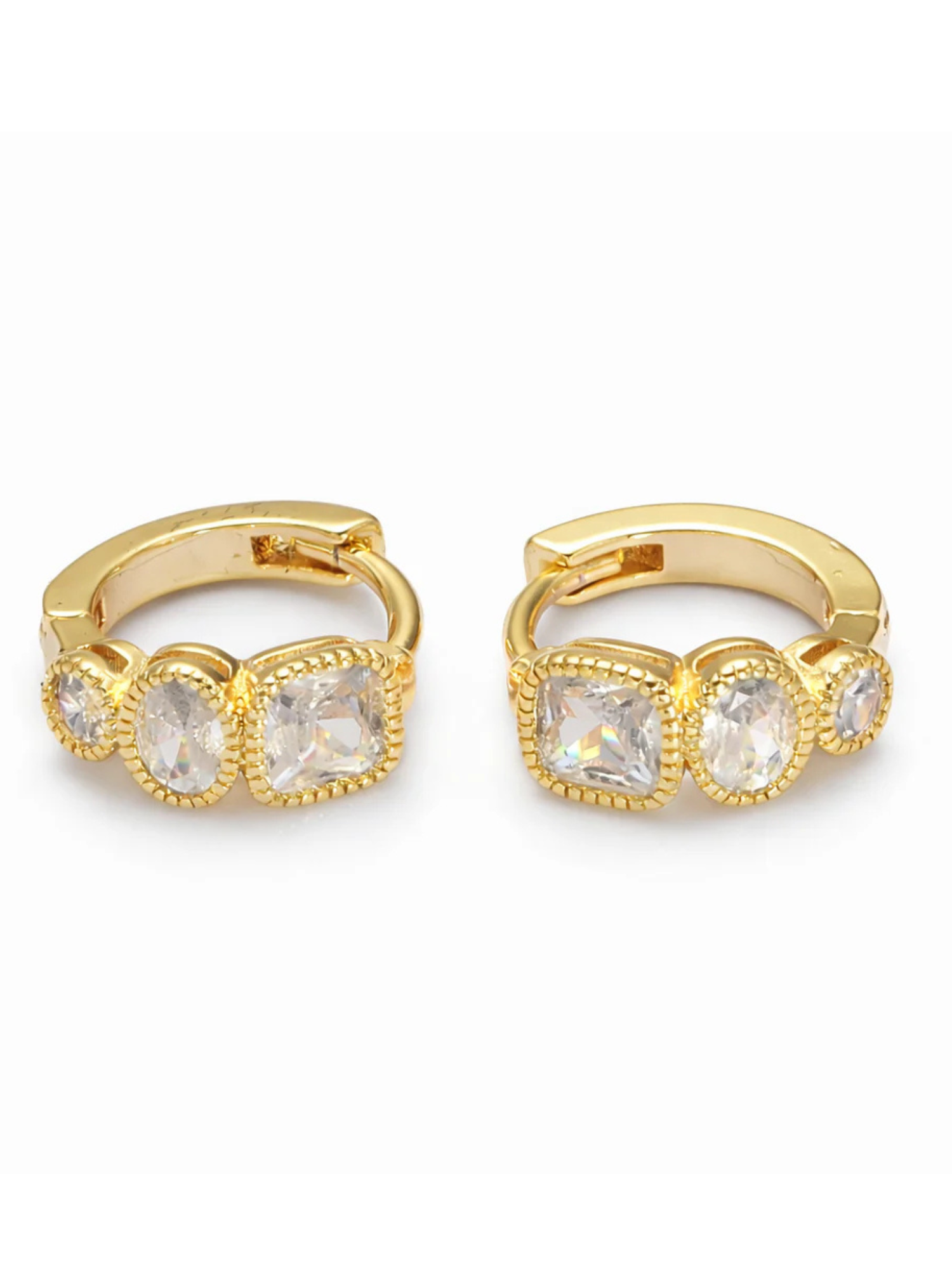 Dainty CZ Cube Huggie Earrings
