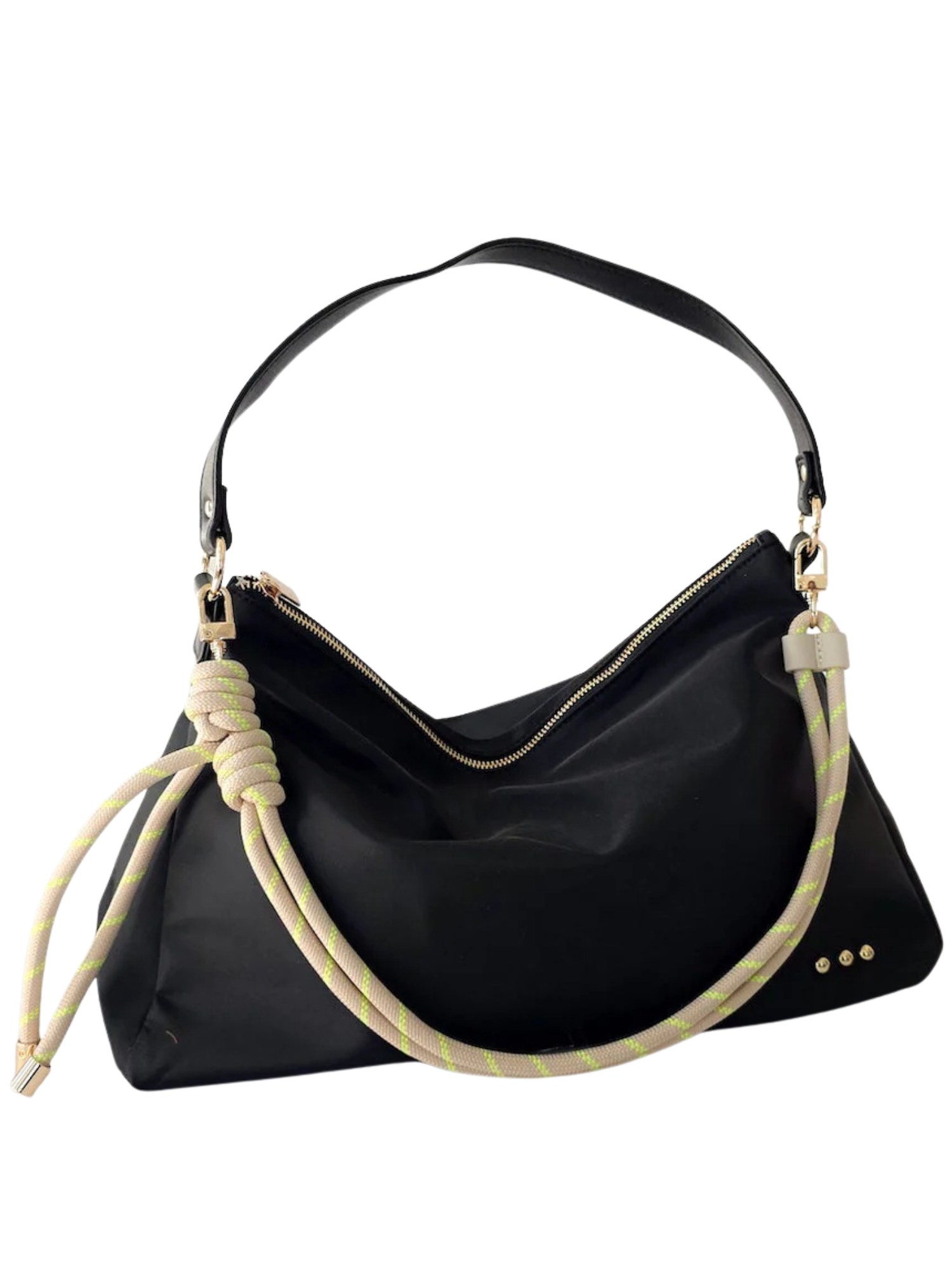 Nikki Nylon Slouchy Shoulder Bag - Black