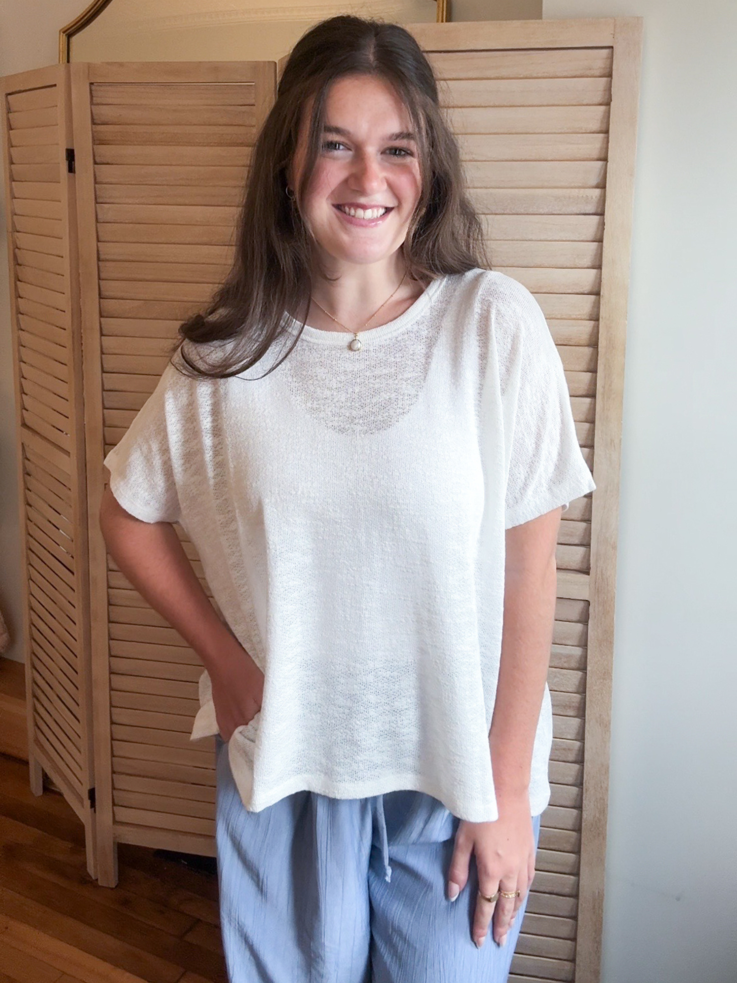 Britt Oversized Slub Tee - White