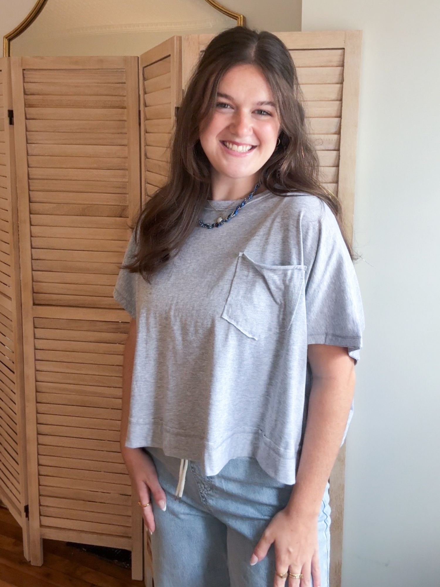 Melanie Boxy Tee - Gray