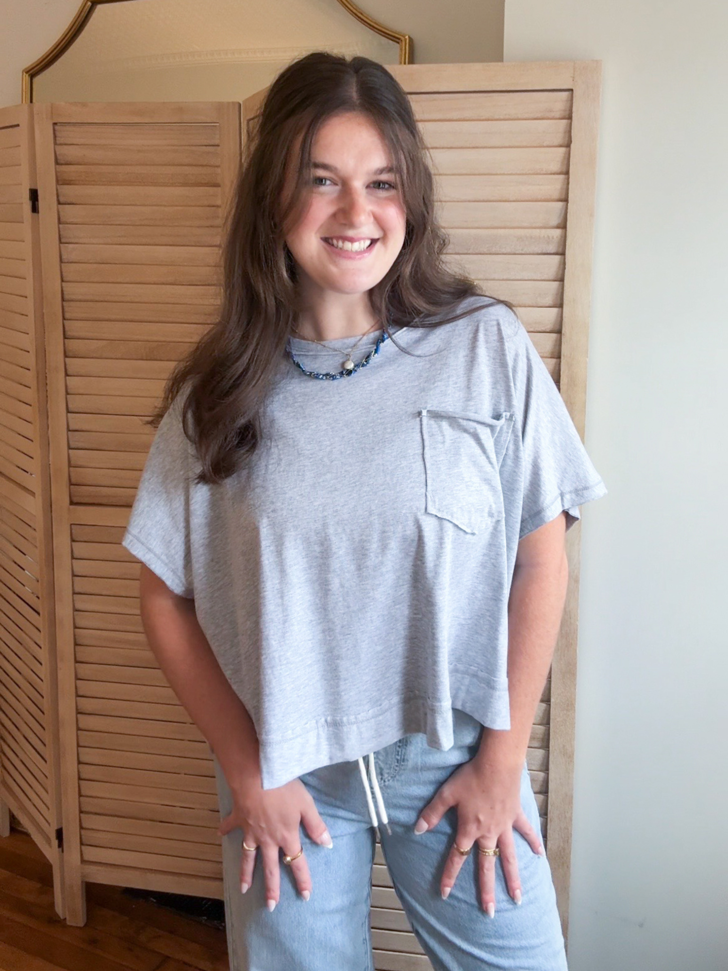 Melanie Boxy Tee - Gray
