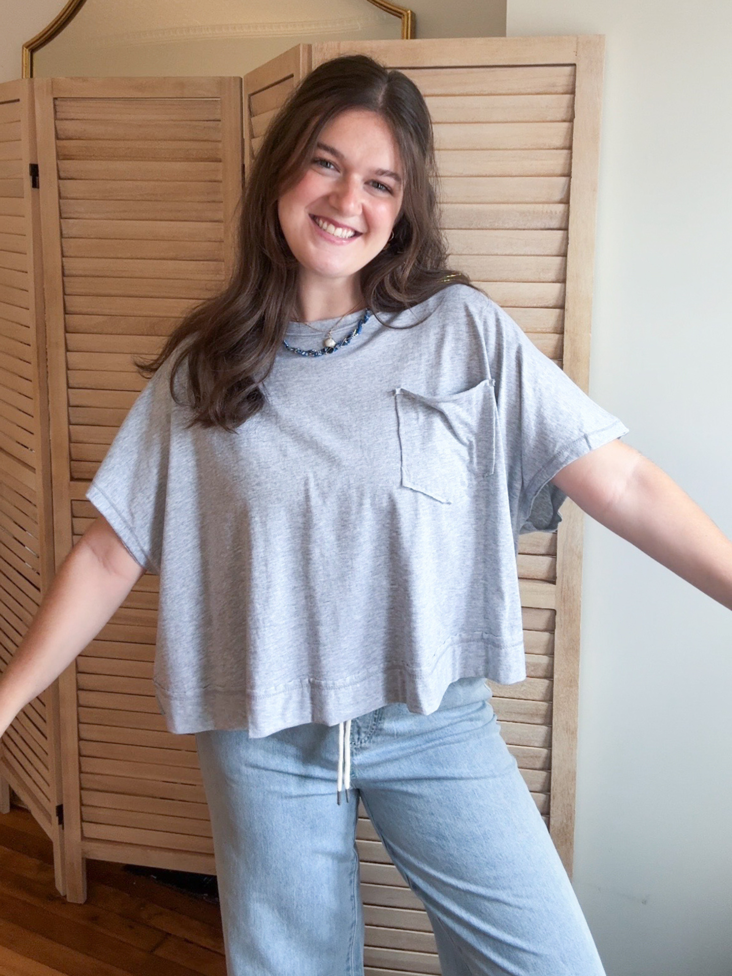 Melanie Boxy Tee - Gray