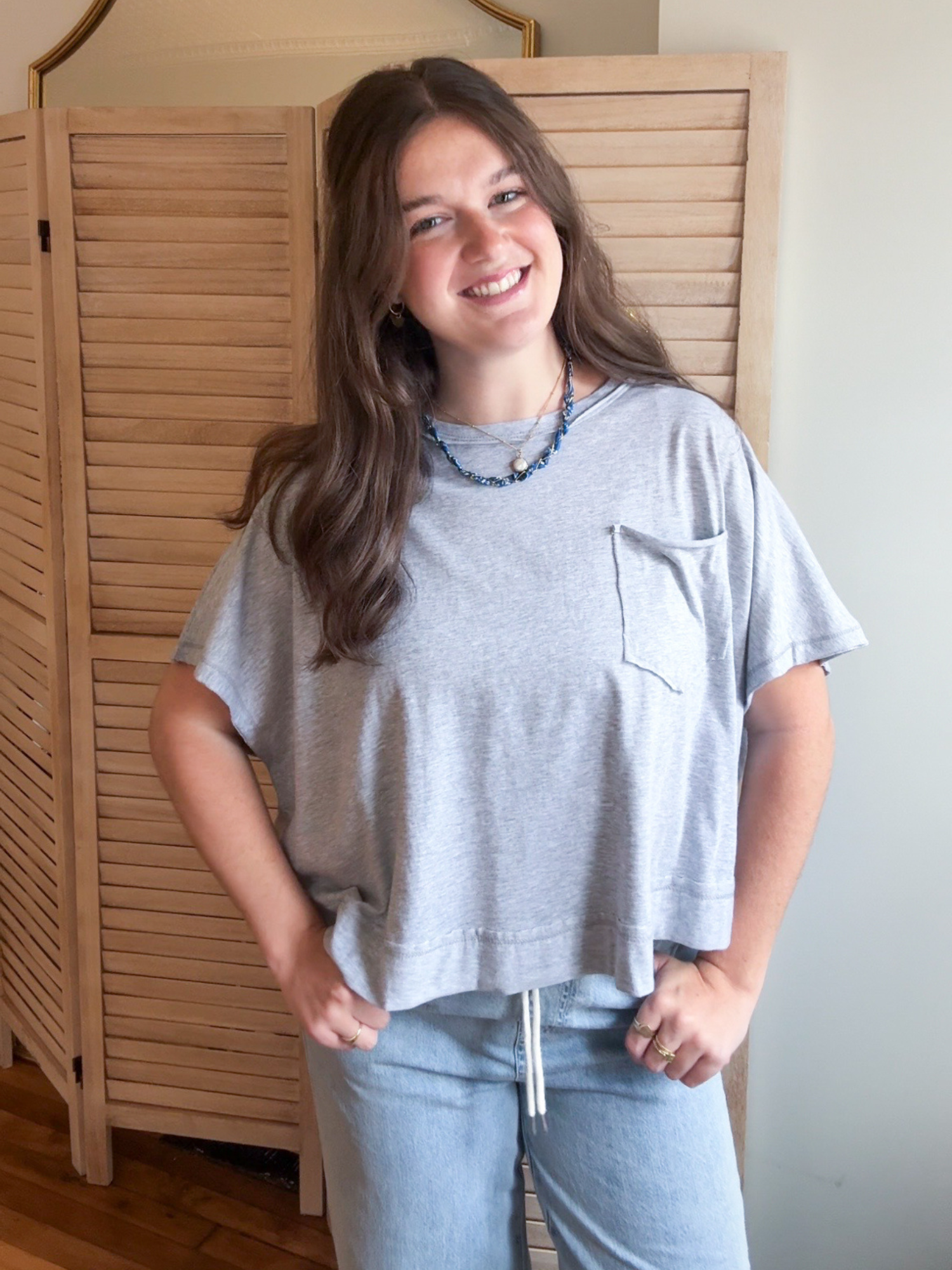 Melanie Boxy Tee - Gray