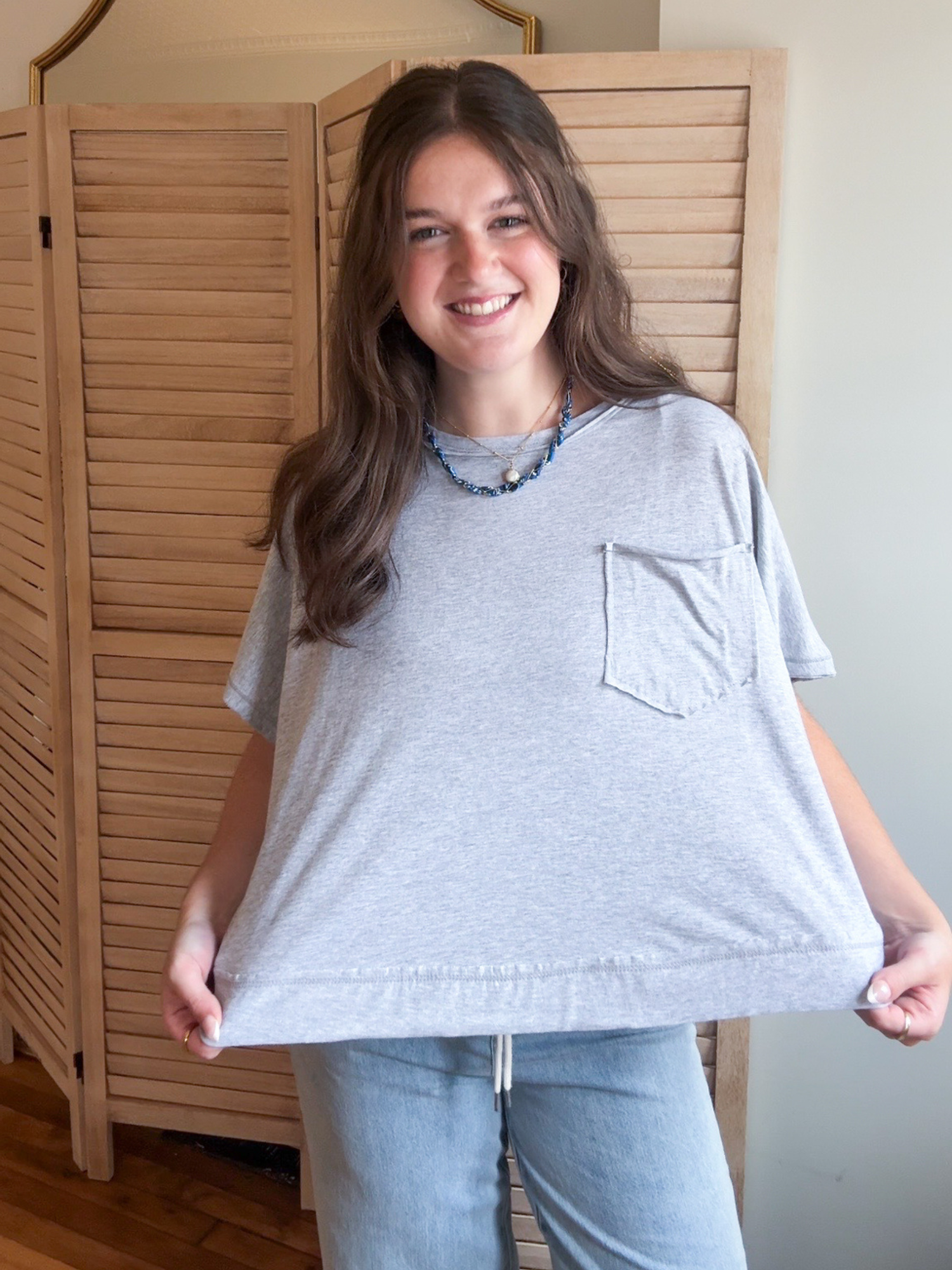 Melanie Boxy Tee - Gray