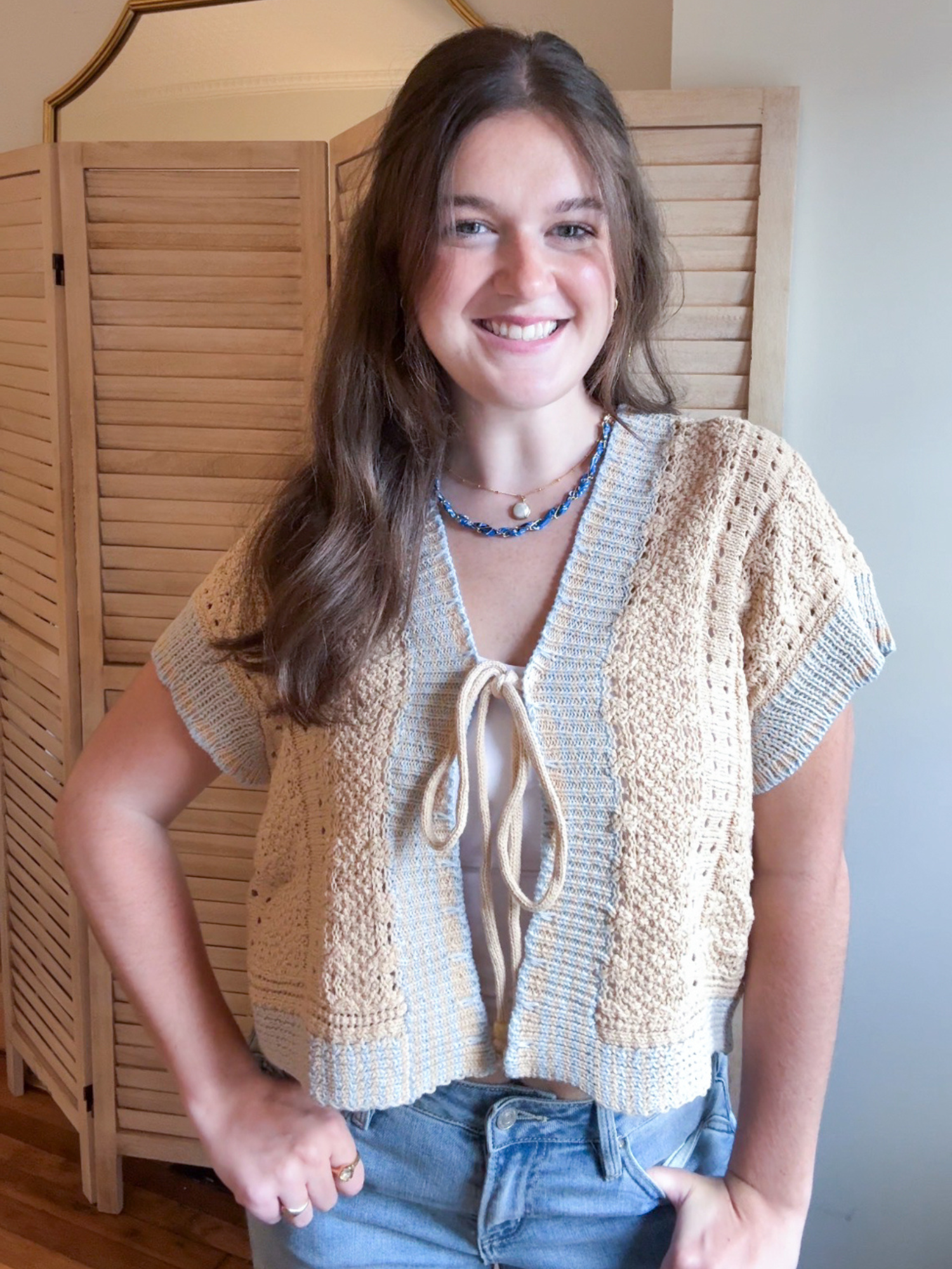Posie Front Tie Knit Top