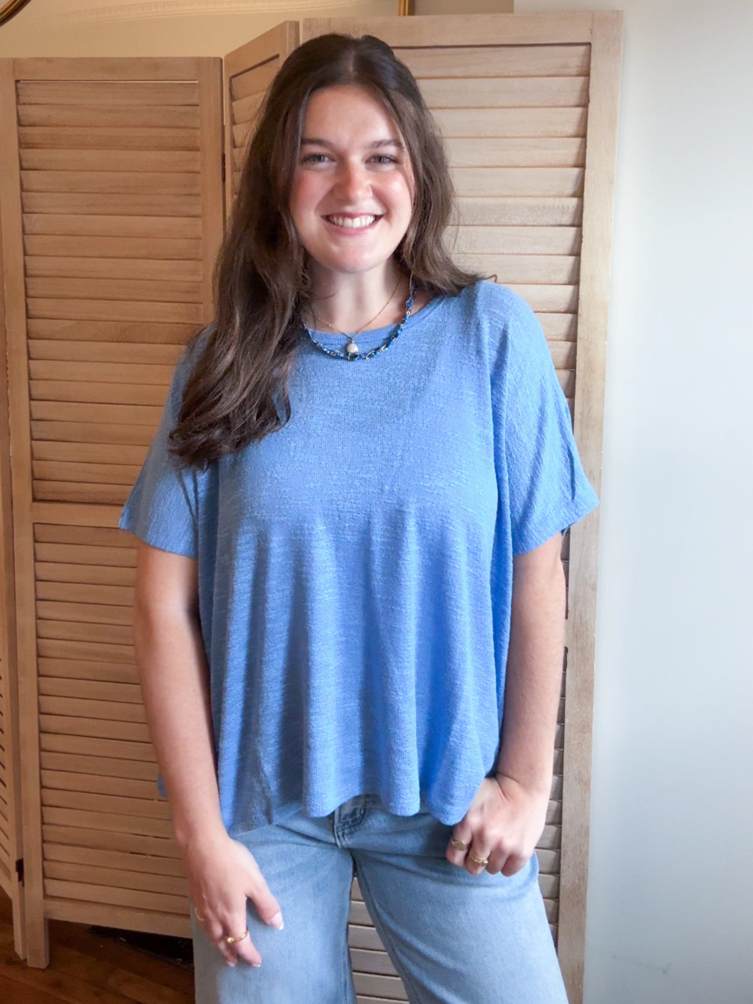 Britt Oversized Slub Tee - Blue