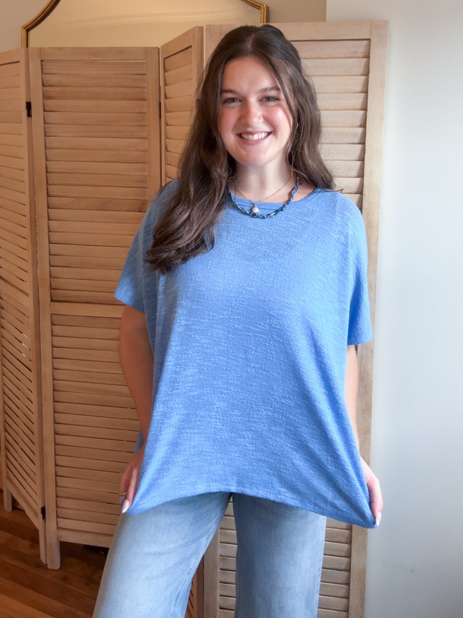 Britt Oversized Slub Tee - Blue