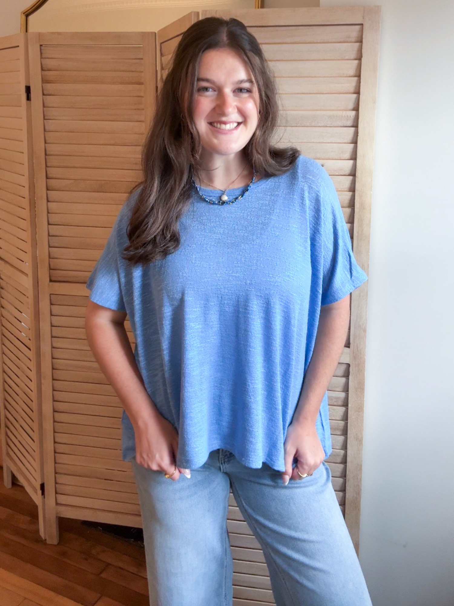 Britt Oversized Slub Tee - Blue