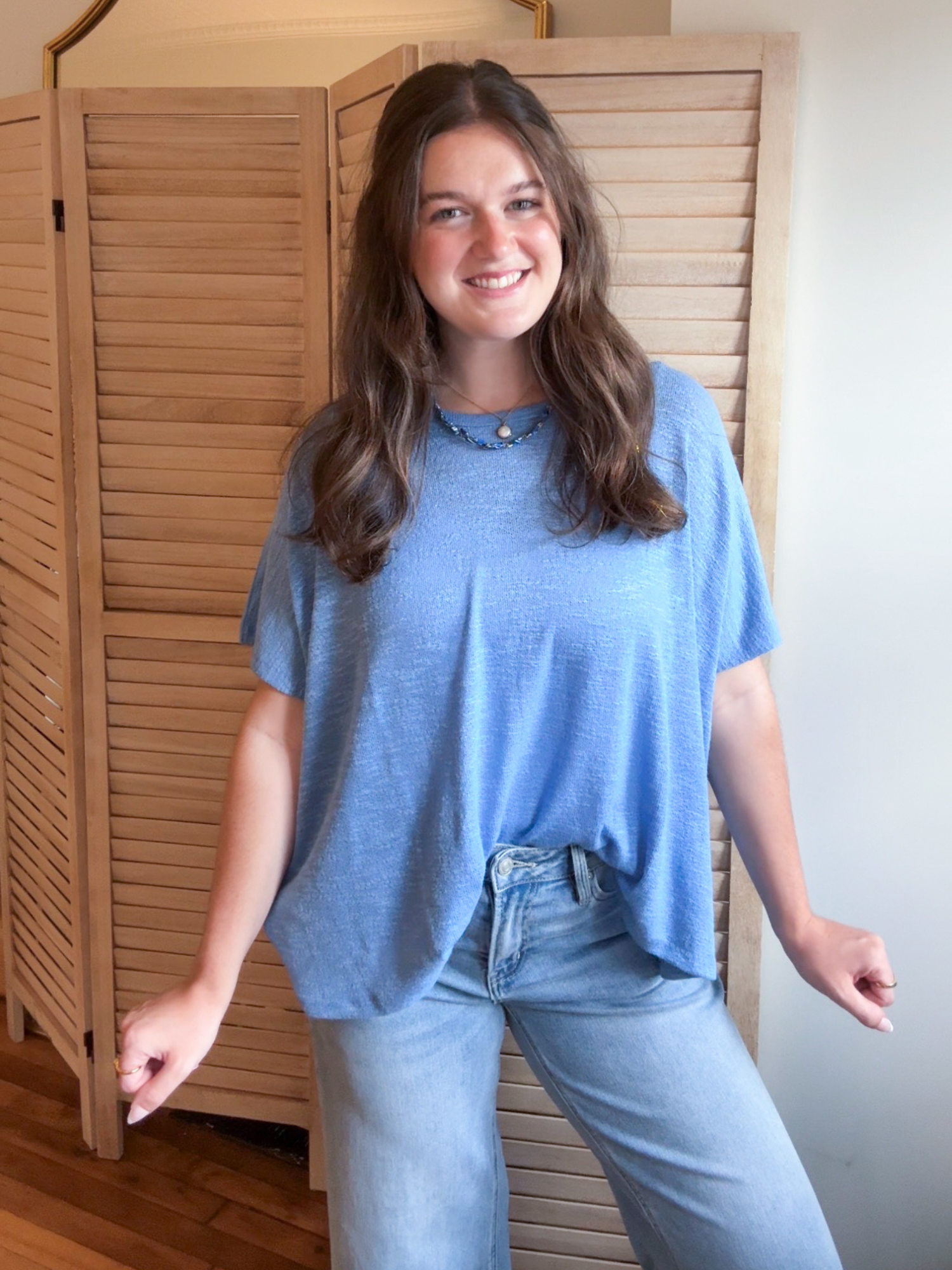 Britt Oversized Slub Tee - Blue