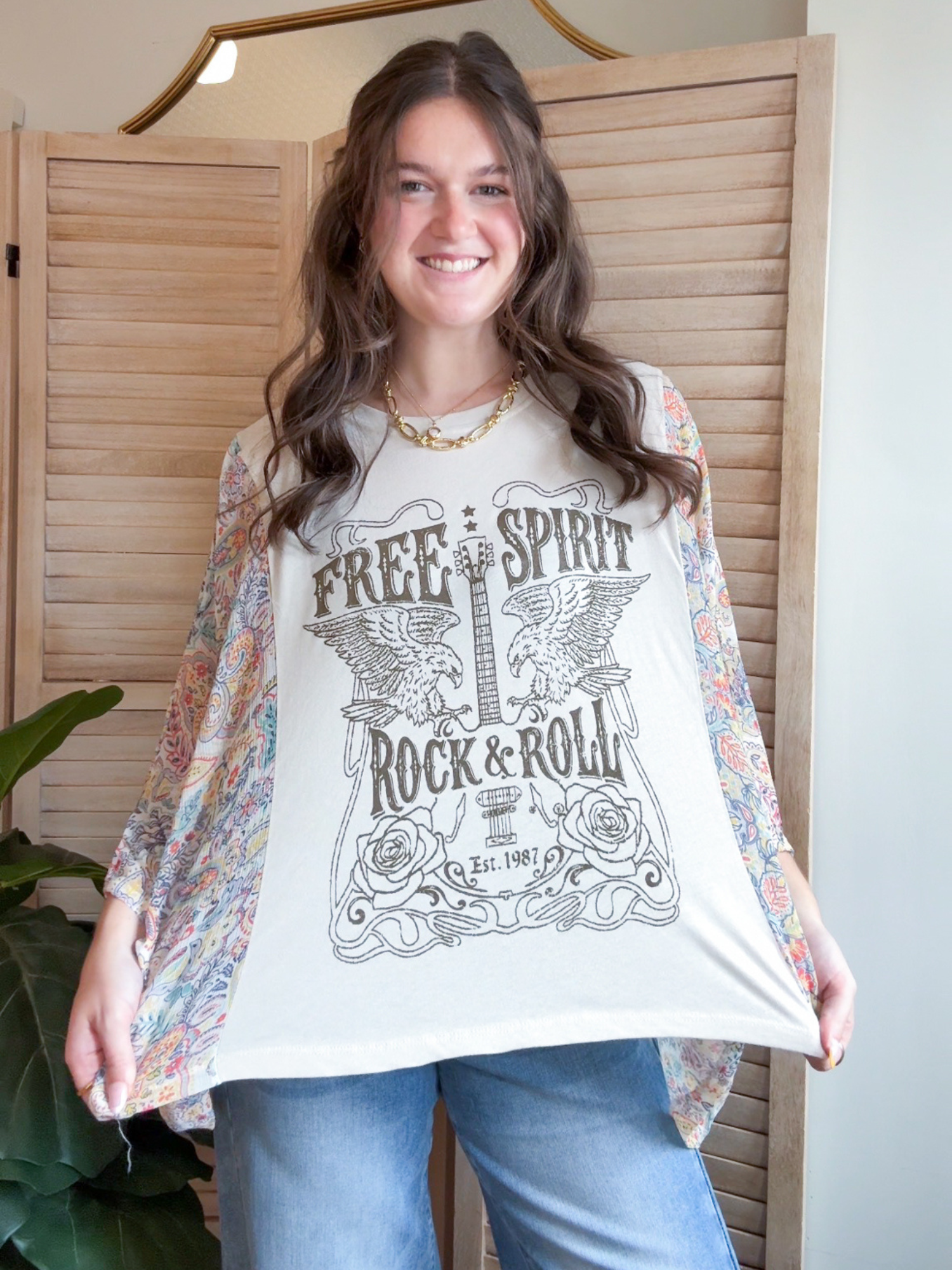 Free Spirit Graphic Kaftan Top